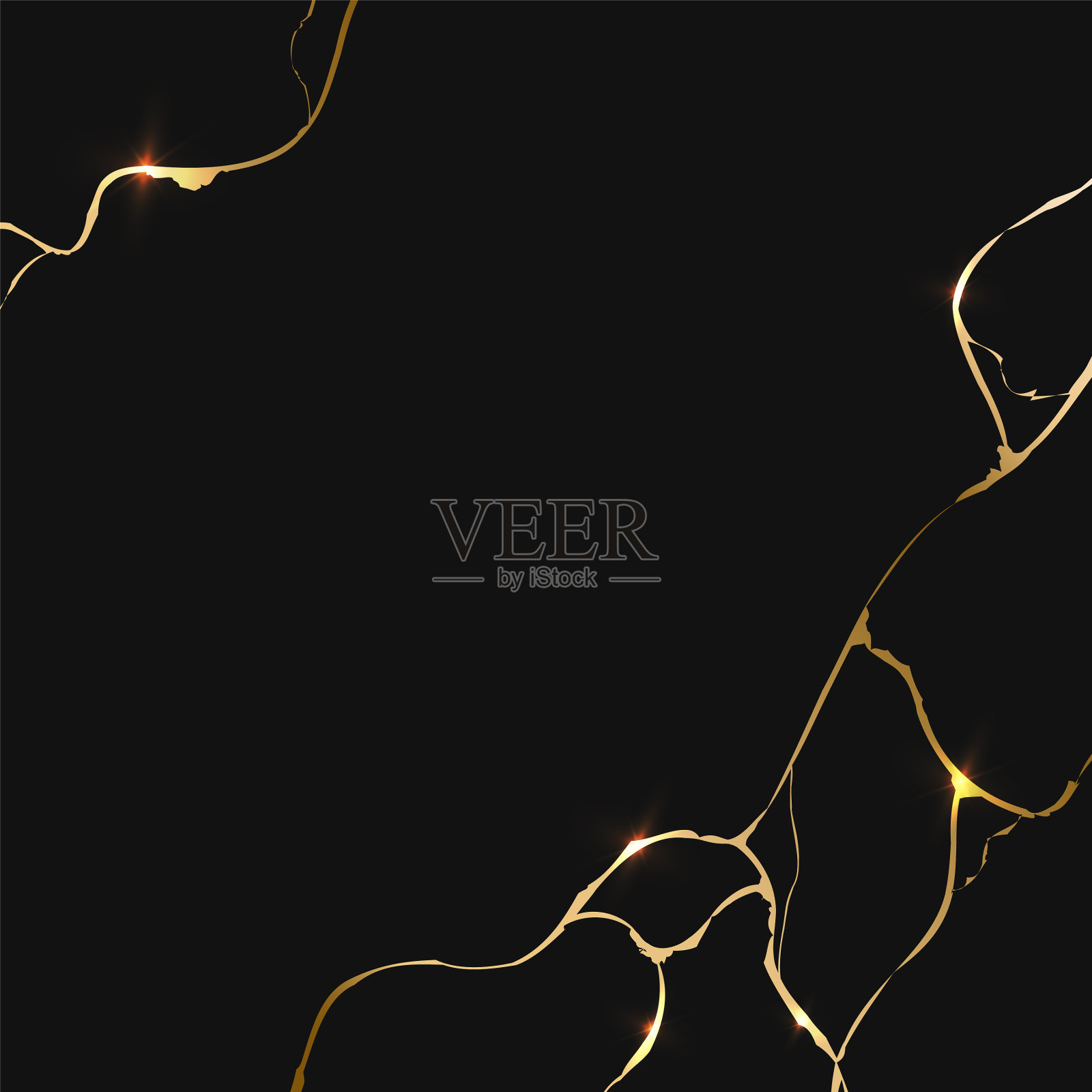 金杉在黑色背景上开裂插画图片素材