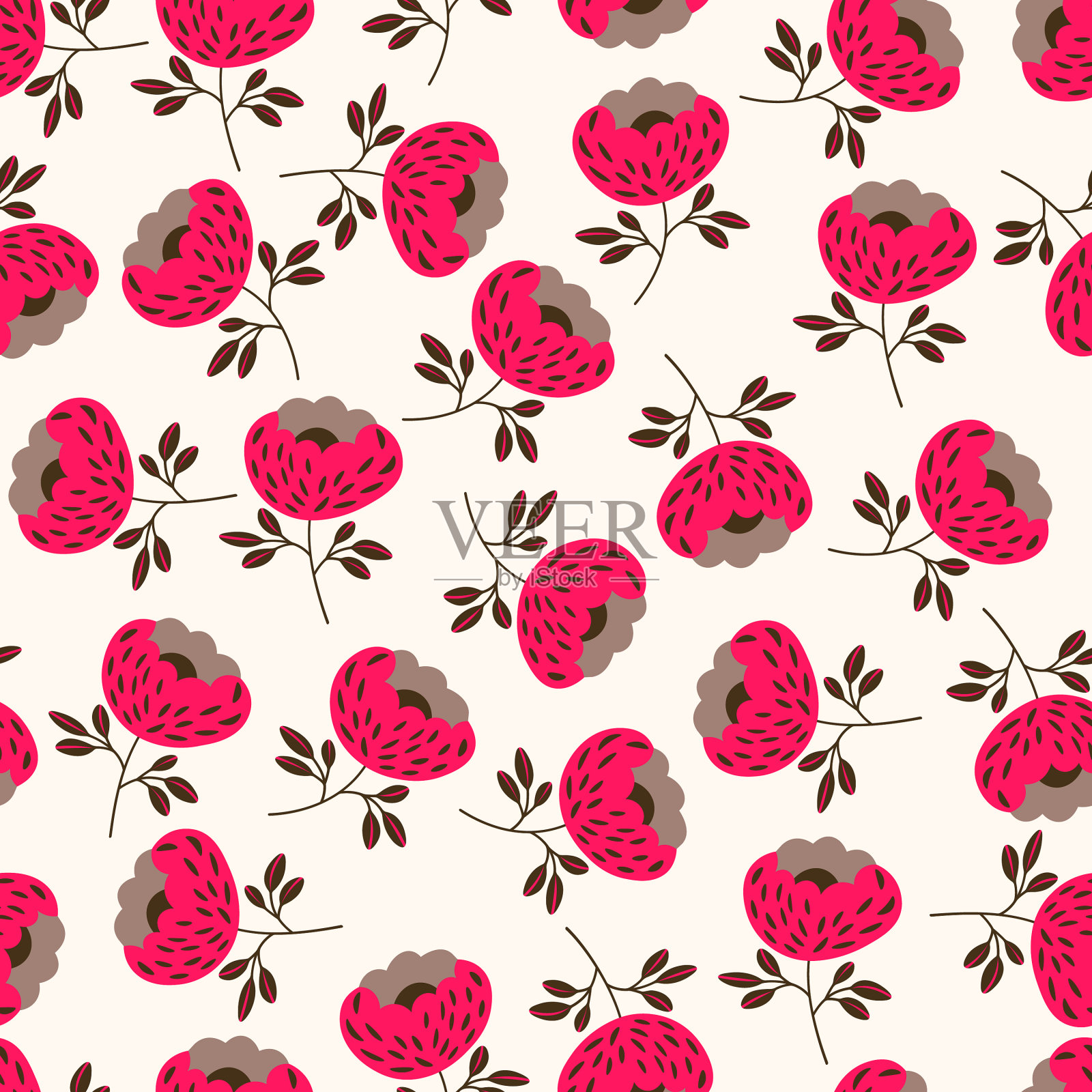 以传统民俗为基础的无缝花卉图案插画图片素材