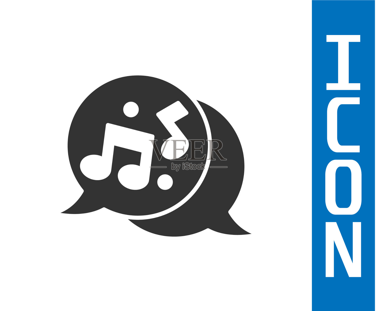 灰色音乐音符音调图标孤立在白色插画图片素材