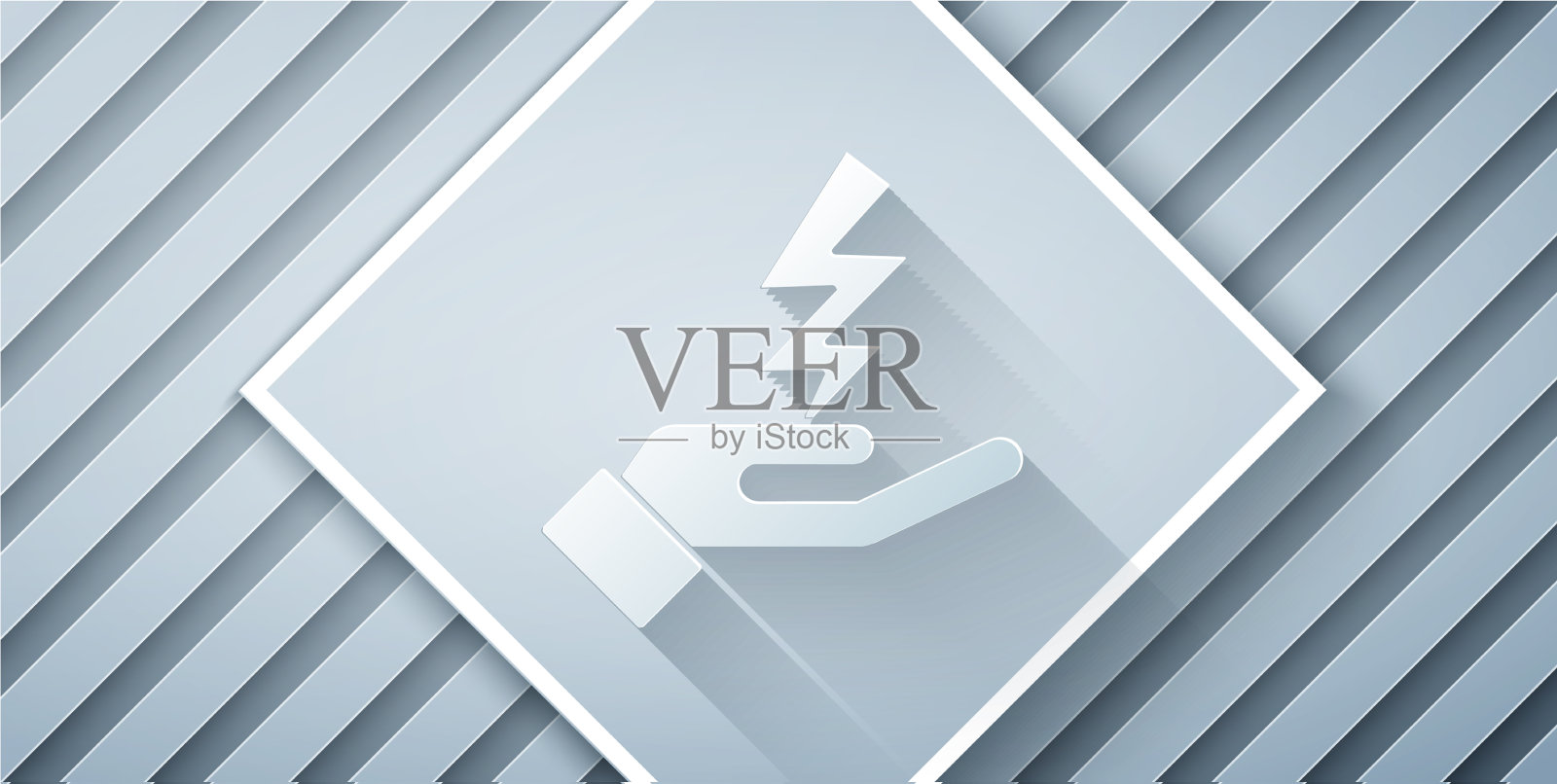 剪纸宙斯图标孤立在灰色的背景插画图片素材