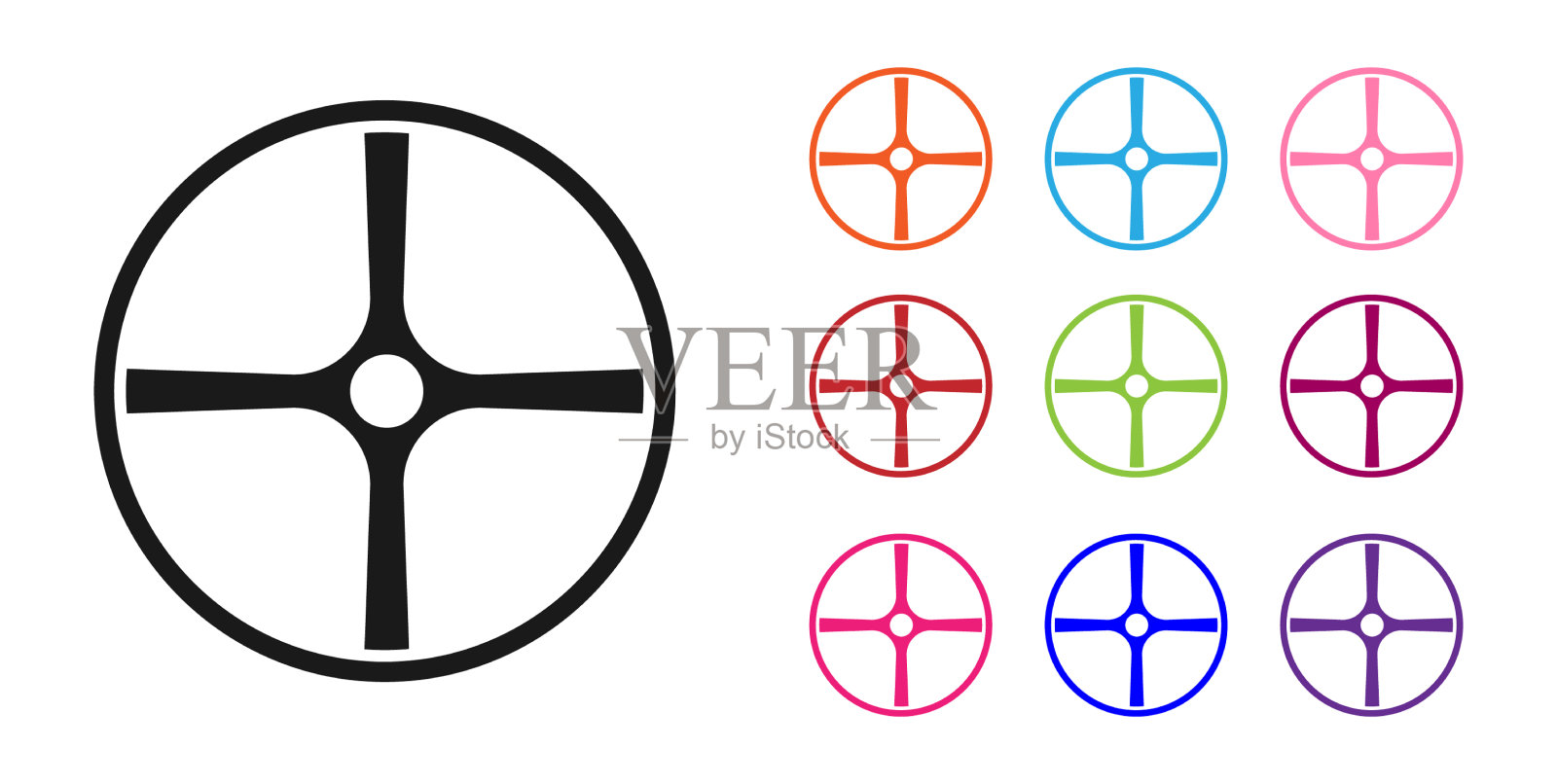 黑色自行车车轮图标孤立在白色插画图片素材