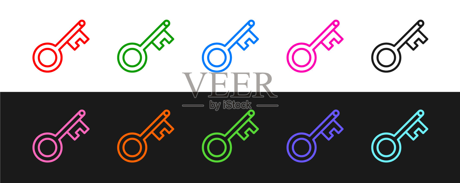 设置线老键图标隔离在黑白上图标素材