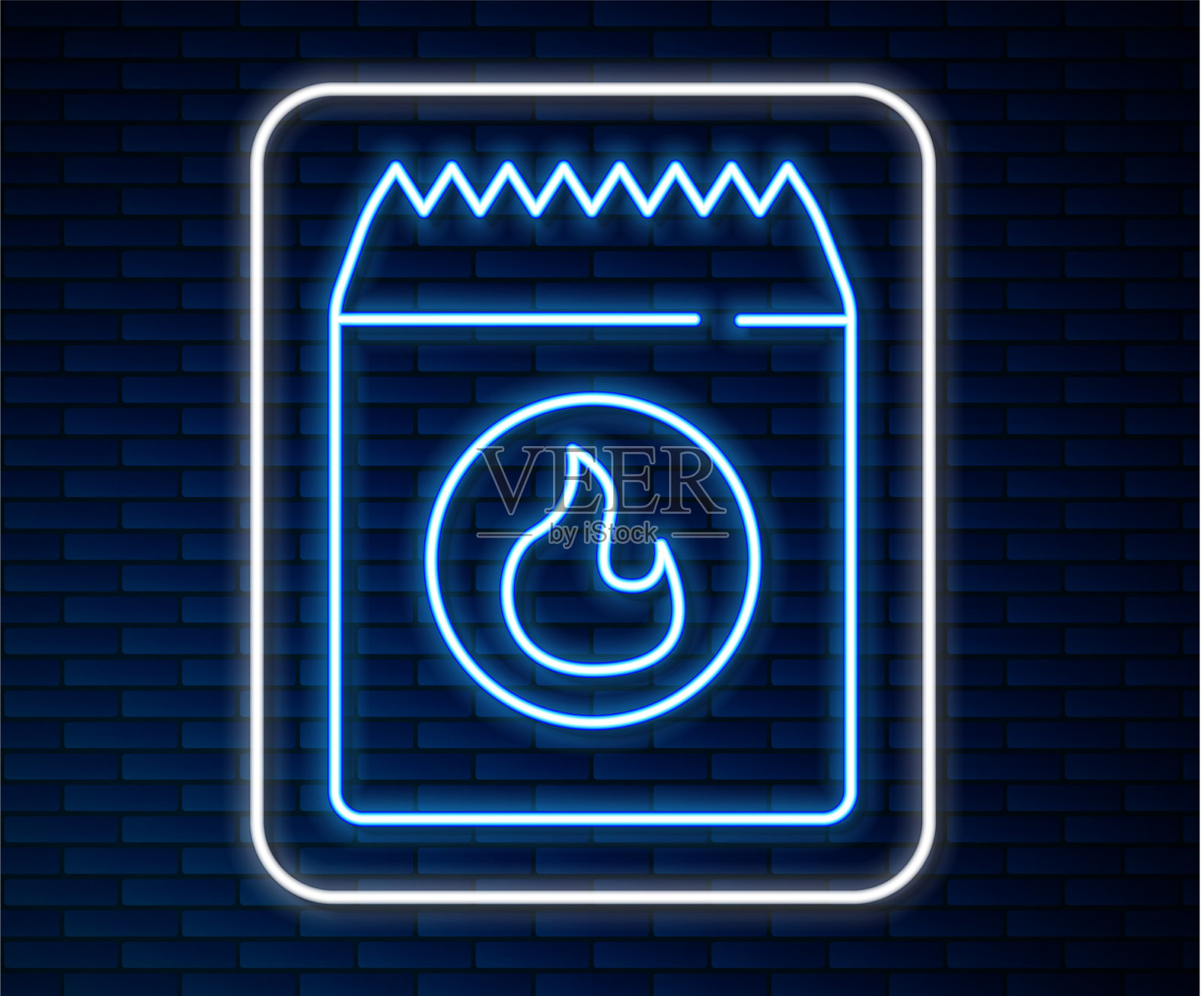 霓虹灯线烧烤煤袋图标孤立插画图片素材