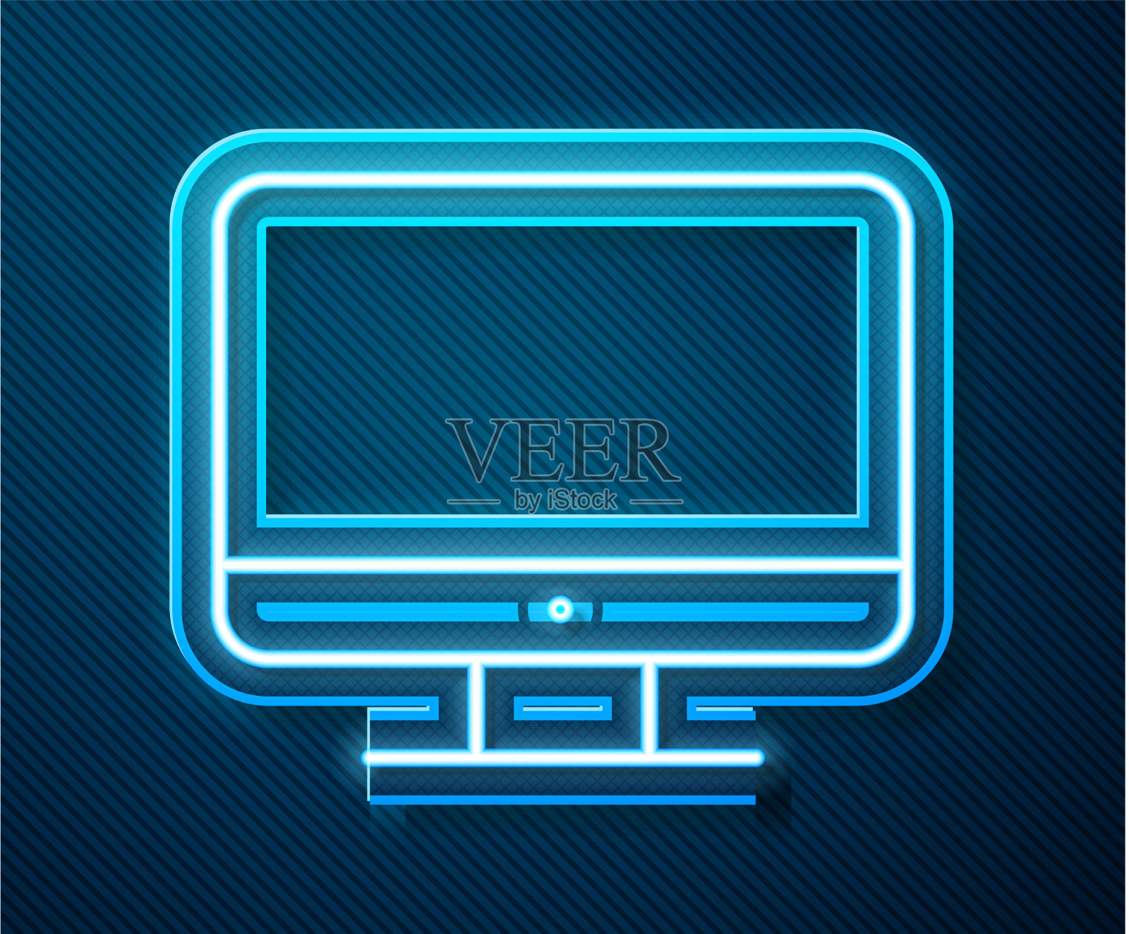 发光的霓虹灯线电脑显示器屏幕图标插画图片素材