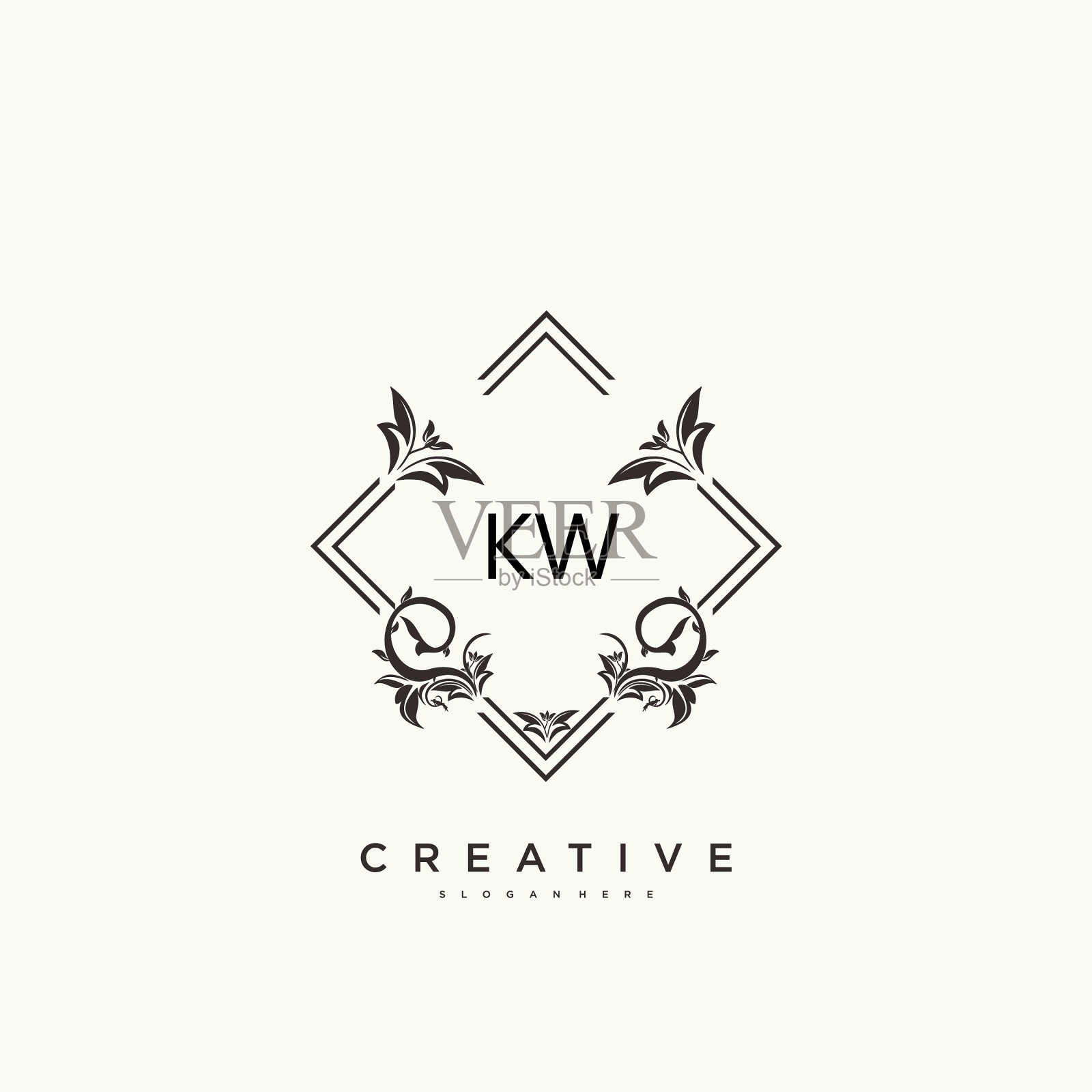 Kw美最初的标志艺术书法标志插画图片素材