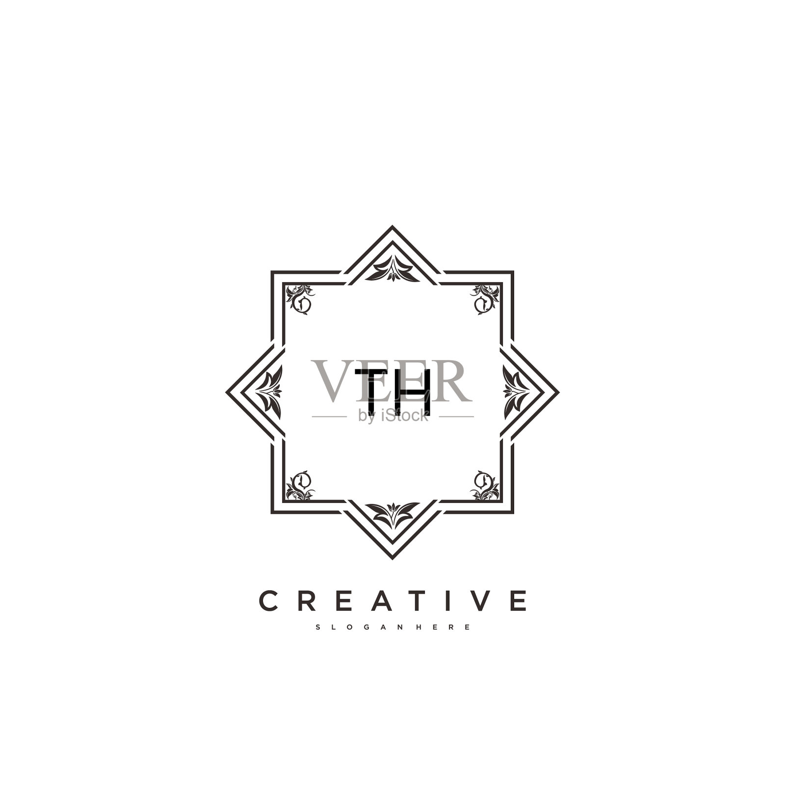 Th美初始标志手写标志艺术插画图片素材