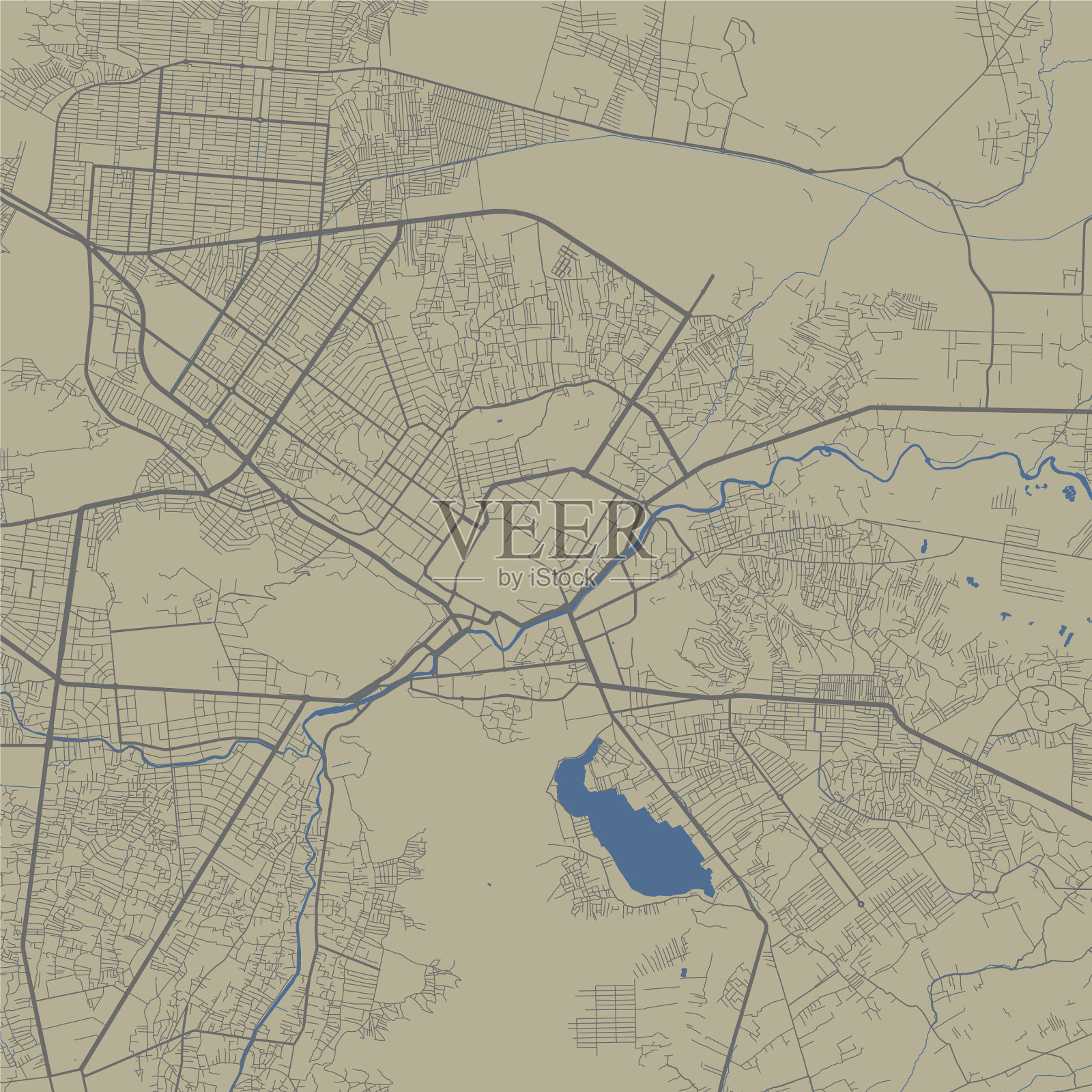 详细地图喀布尔城市线性印刷地图插画图片素材