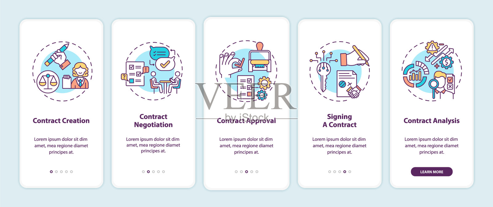 在手机应用中约定生命周期步骤插画图片素材