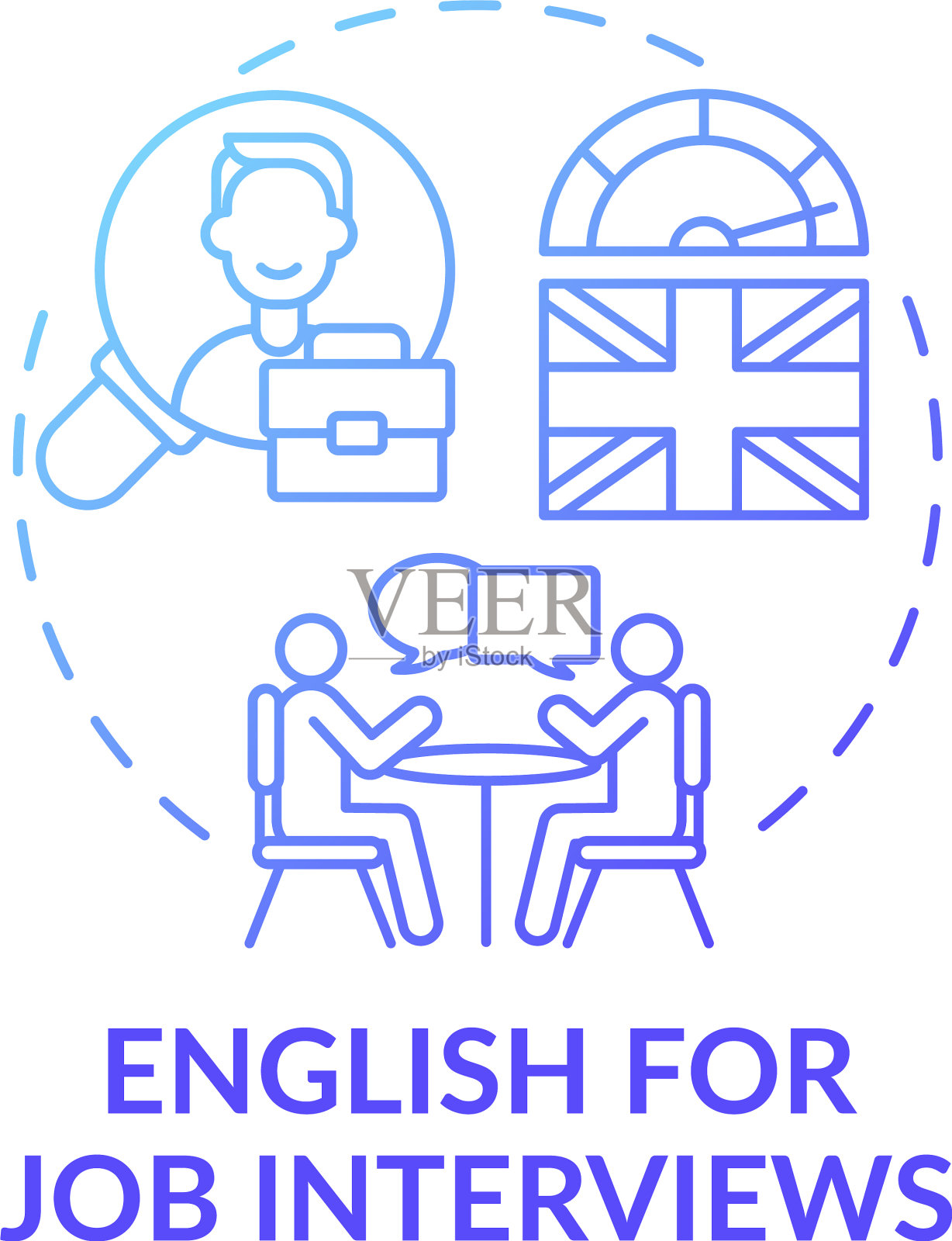 求职面试英语概念图标插画图片素材