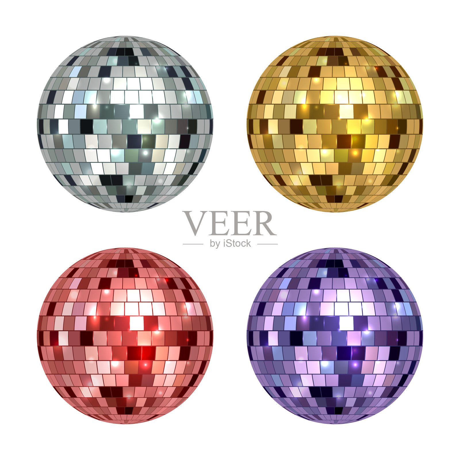迪斯科球镜面映圆,光彩照人插画图片素材