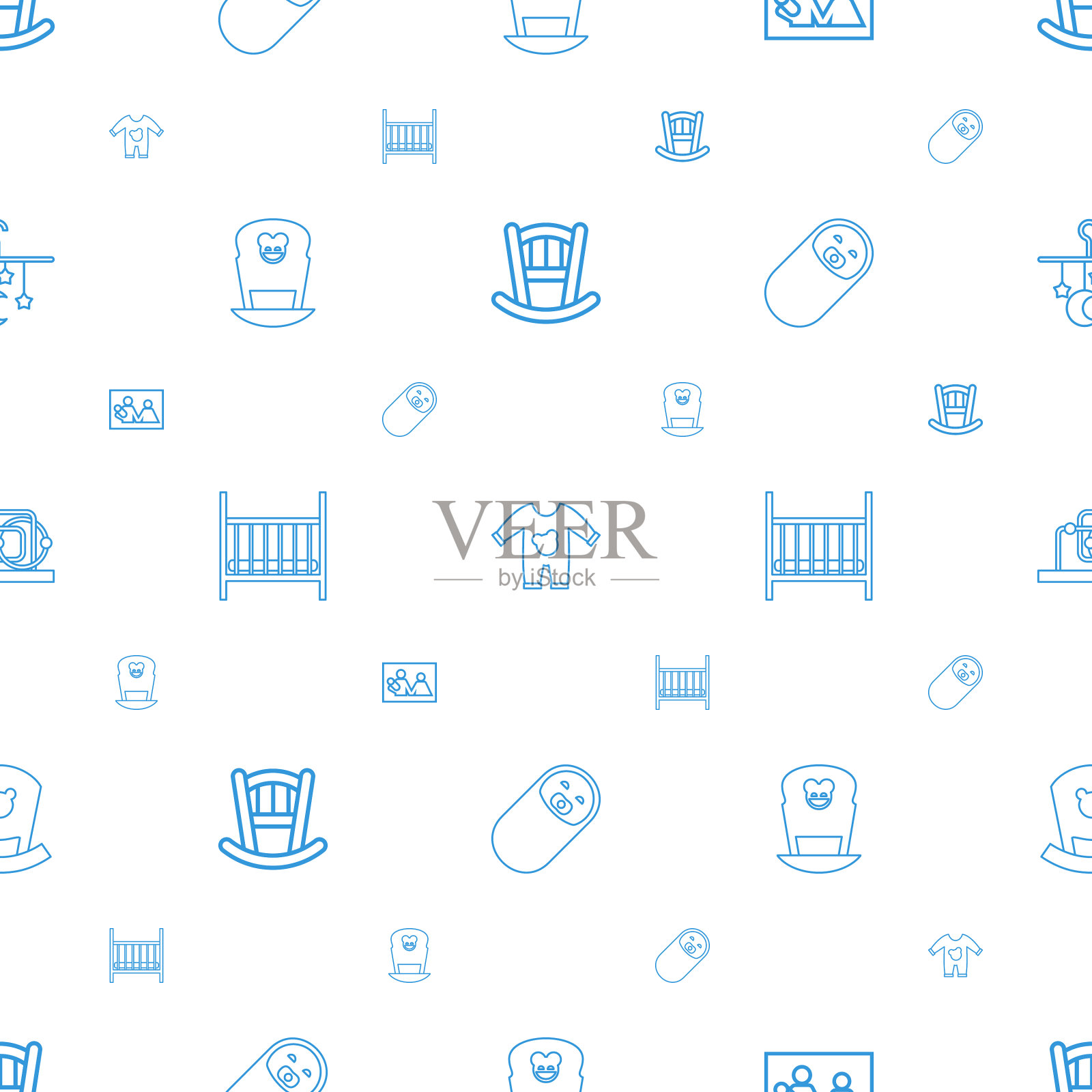 新生儿图标模式无缝白色背景图标素材