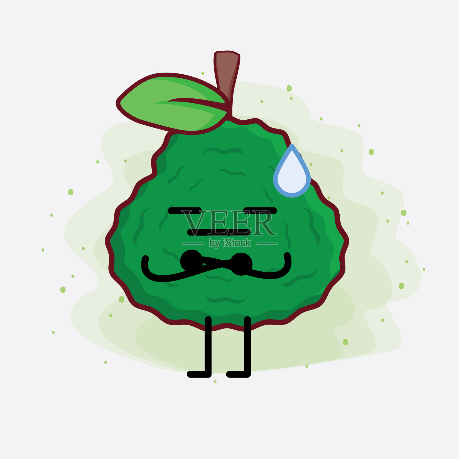 绿色卡菲尔石灰可爱的性格与简单的脸插画图片素材