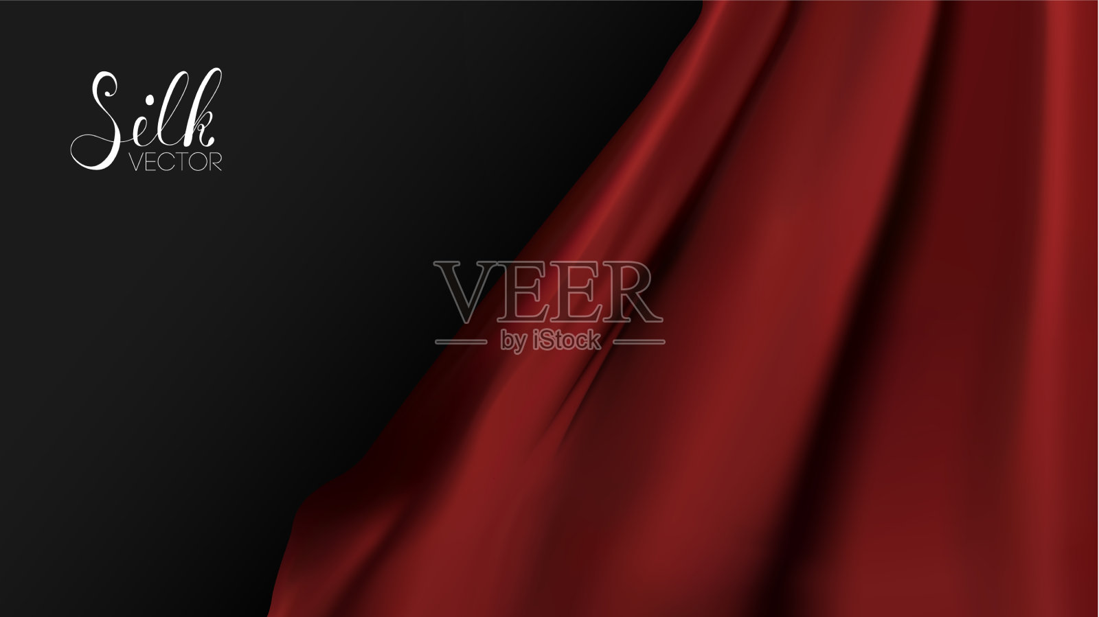 设计红色丝绸上的黑色插画图片素材