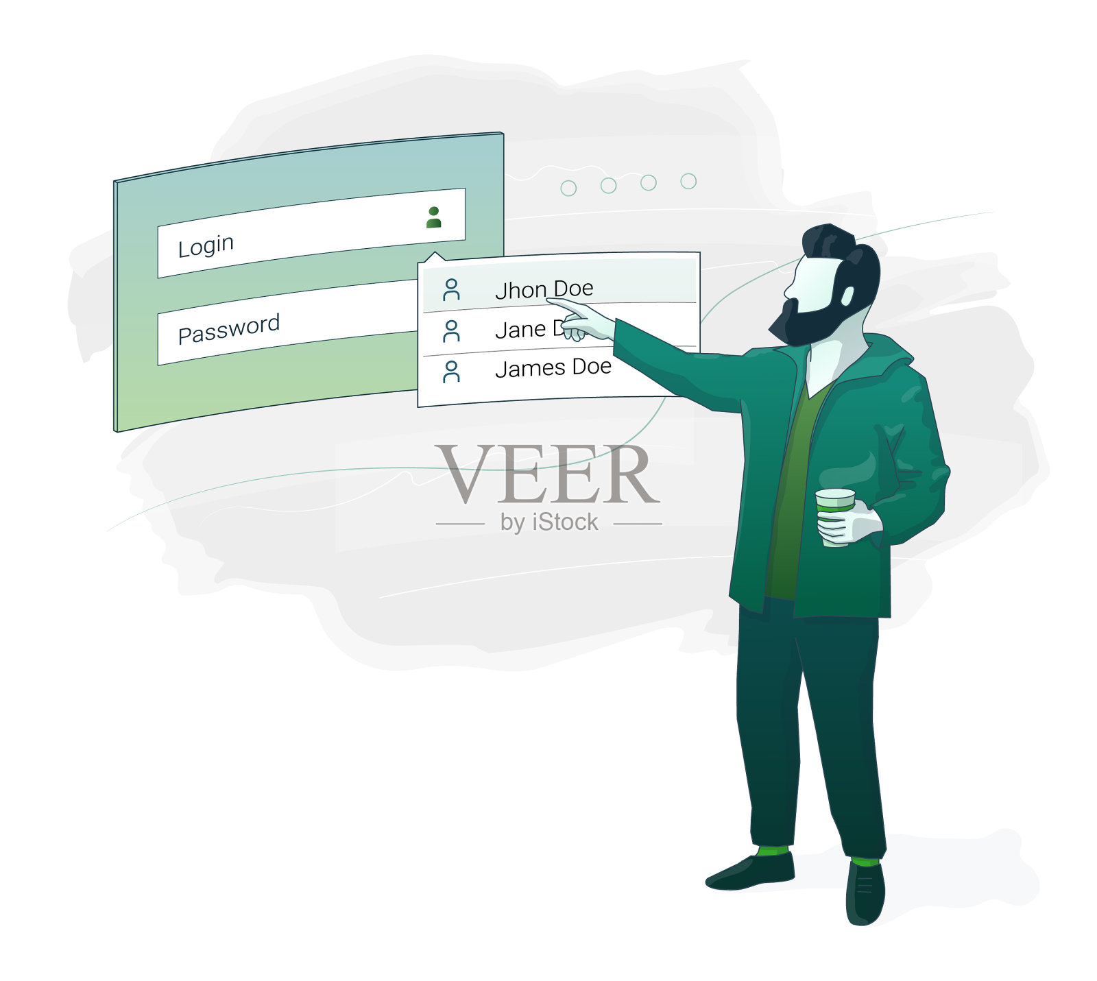 登录过程中须man与插画图片素材