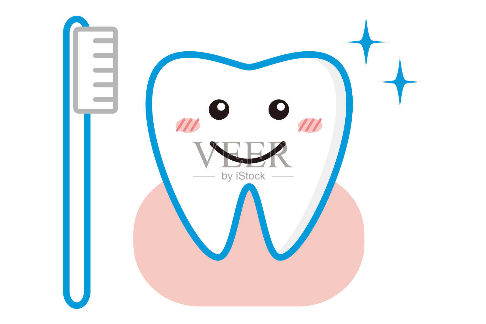 健康的牙齿和可爱的微笑的插图。插画图片素材