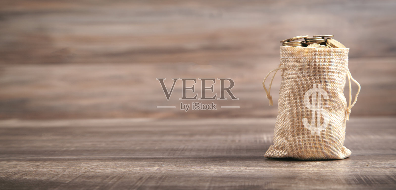 硬币放在钱袋里。融资。储蓄。经济照片摄影图片