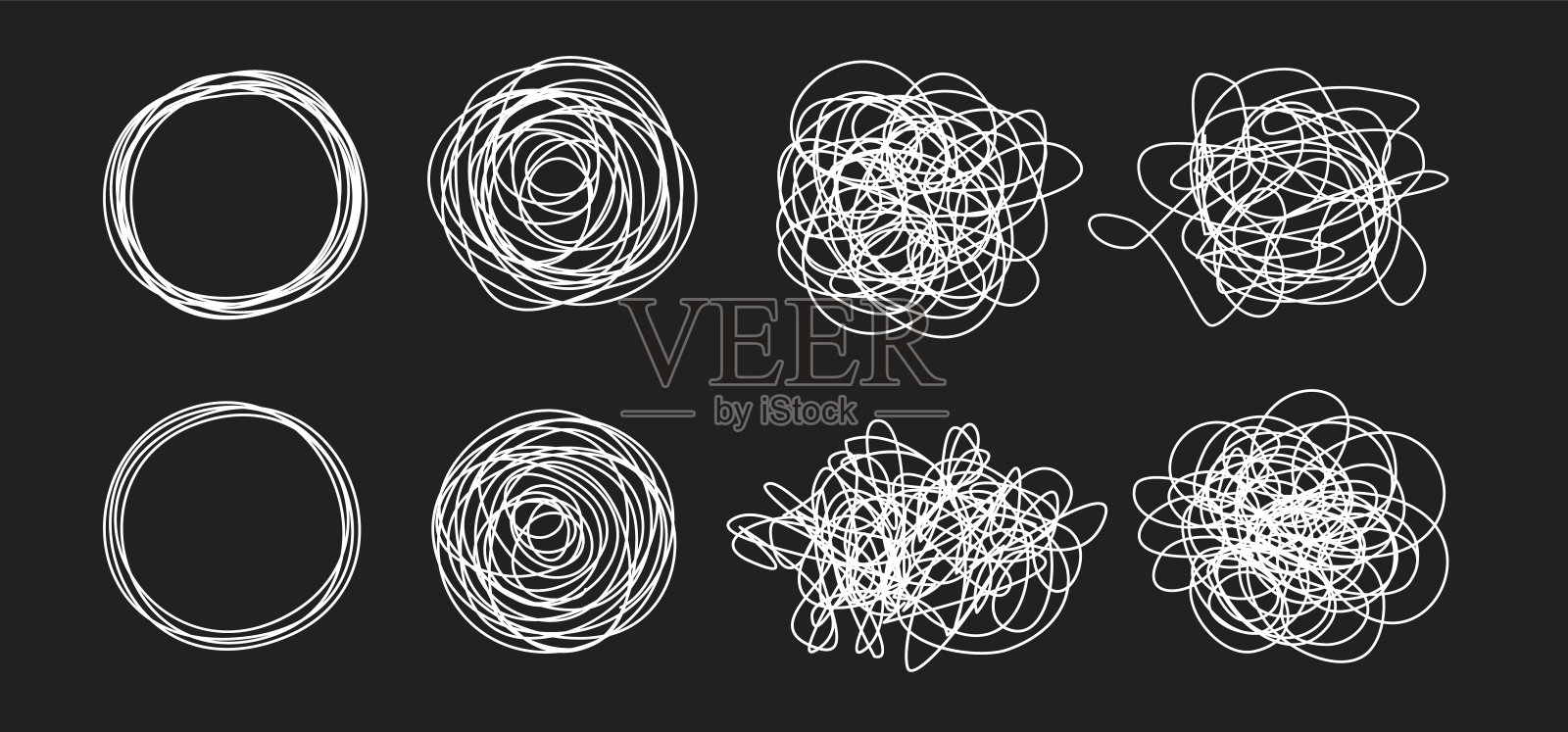纠结的肮脏的涂鸦设置粉笔板效果插画图片素材