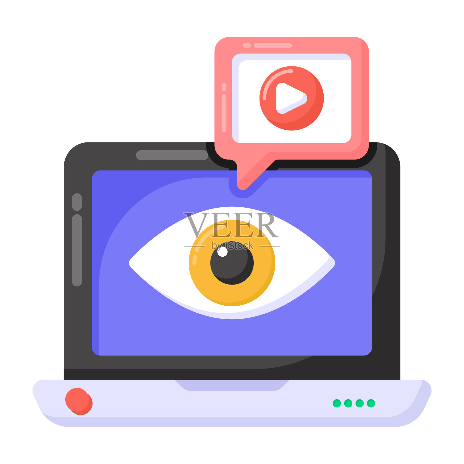 笔记本电脑监控插画图片素材