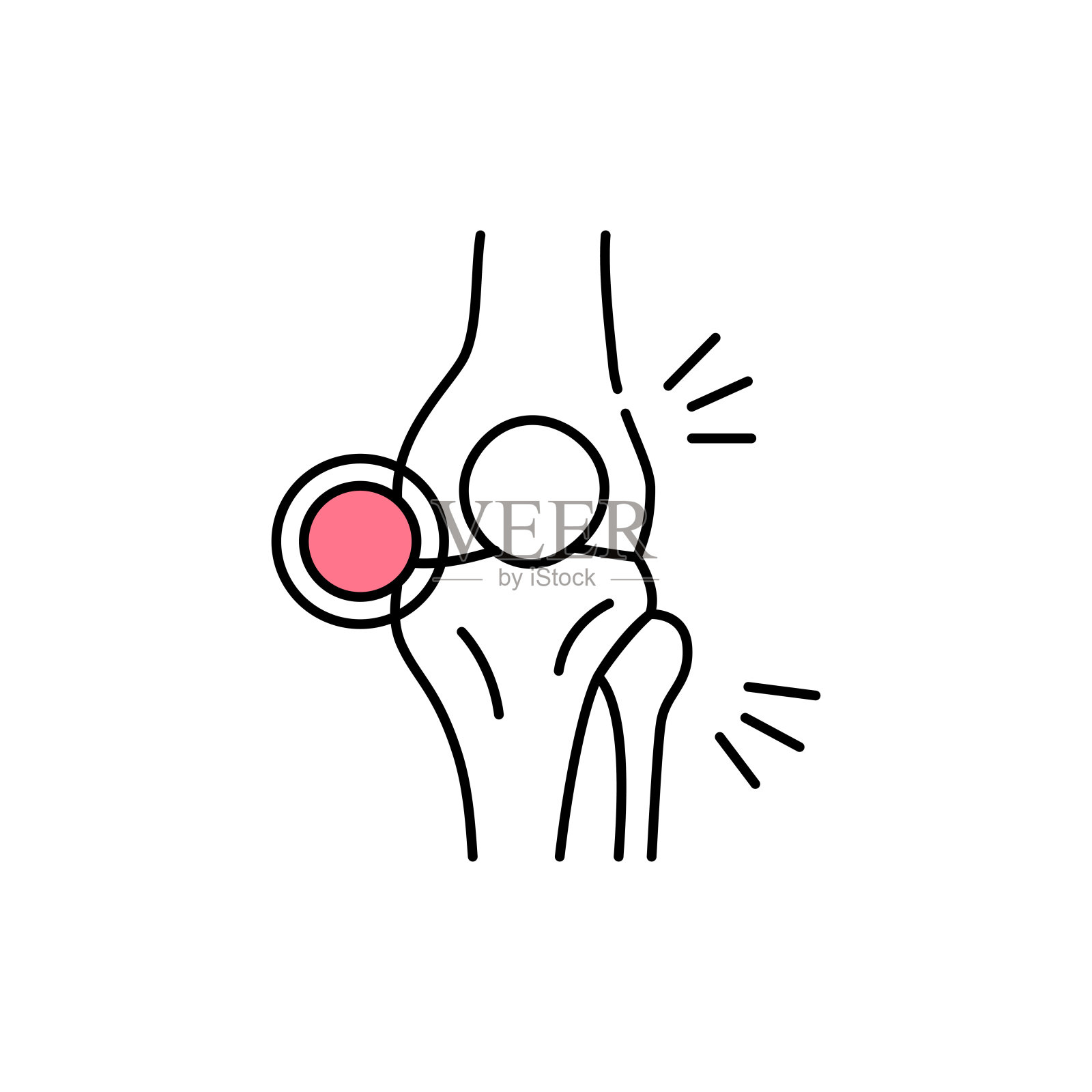 联合问题颜色线图标。Computer-induced医疗问题。象形文字用于网页、手机应用、促销。插画图片素材