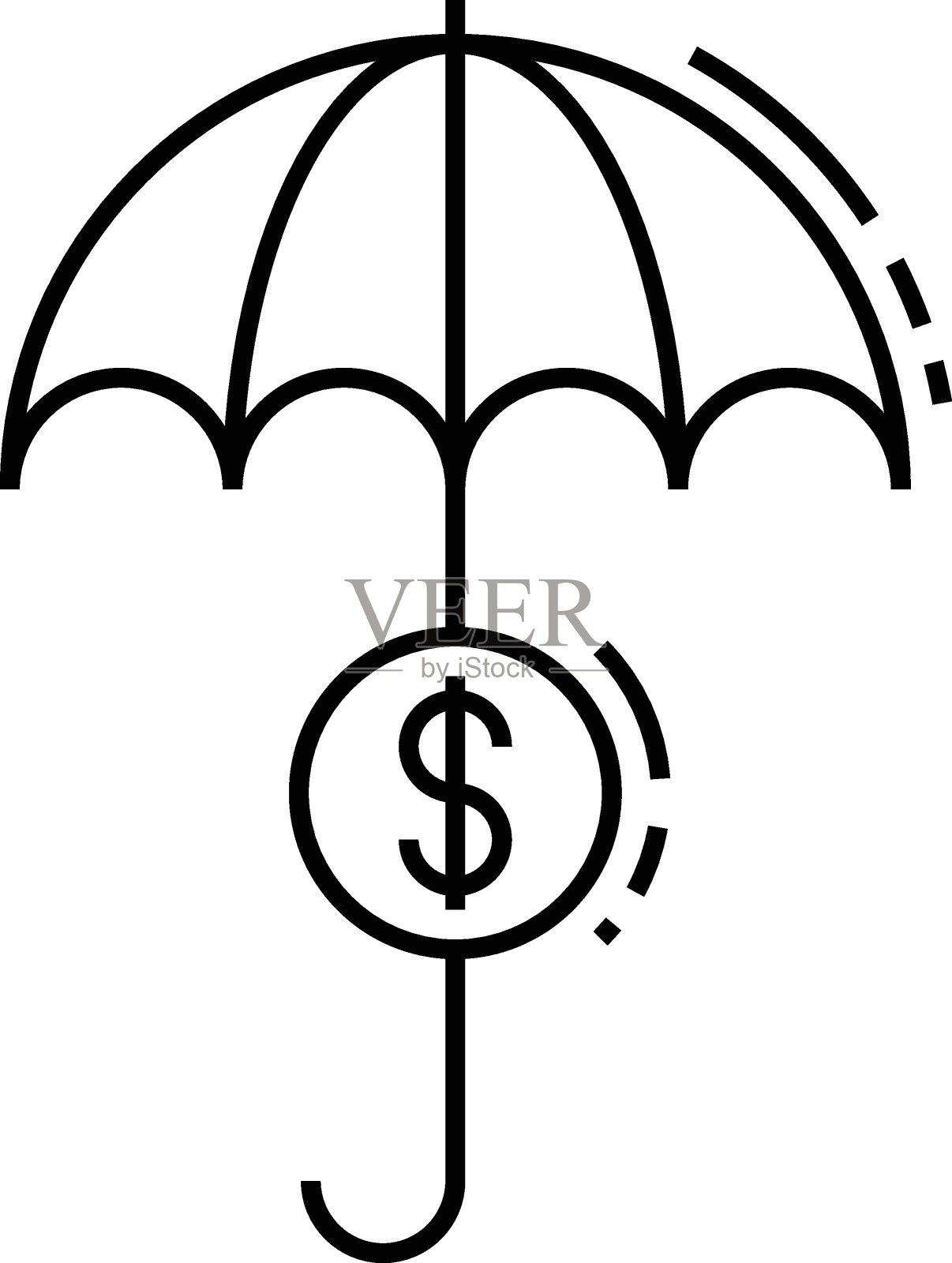 税收伞概念,减少纳税责任矢量字形图标设计,强制性财务收费和白色背景的税收符号,征费符号,税收雨水股票,插画图片素材