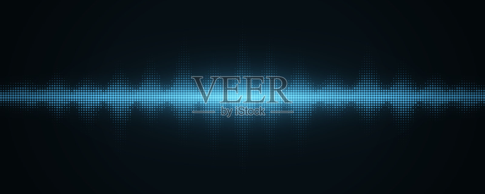 带有半色调效果的声光波。抽象背景与发光的音乐均衡器为俱乐部派对,酒吧,活动dj或音乐会。波形上的音乐脉冲和振动。矢量插图。插画图片素材