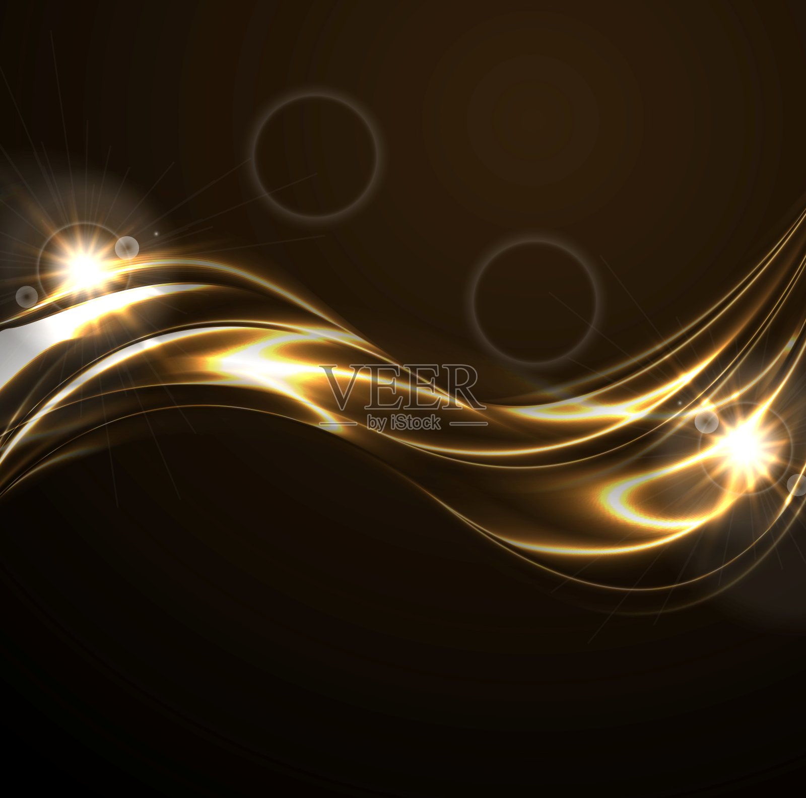 金色液体平滑的波浪在黑色的背景插画图片素材