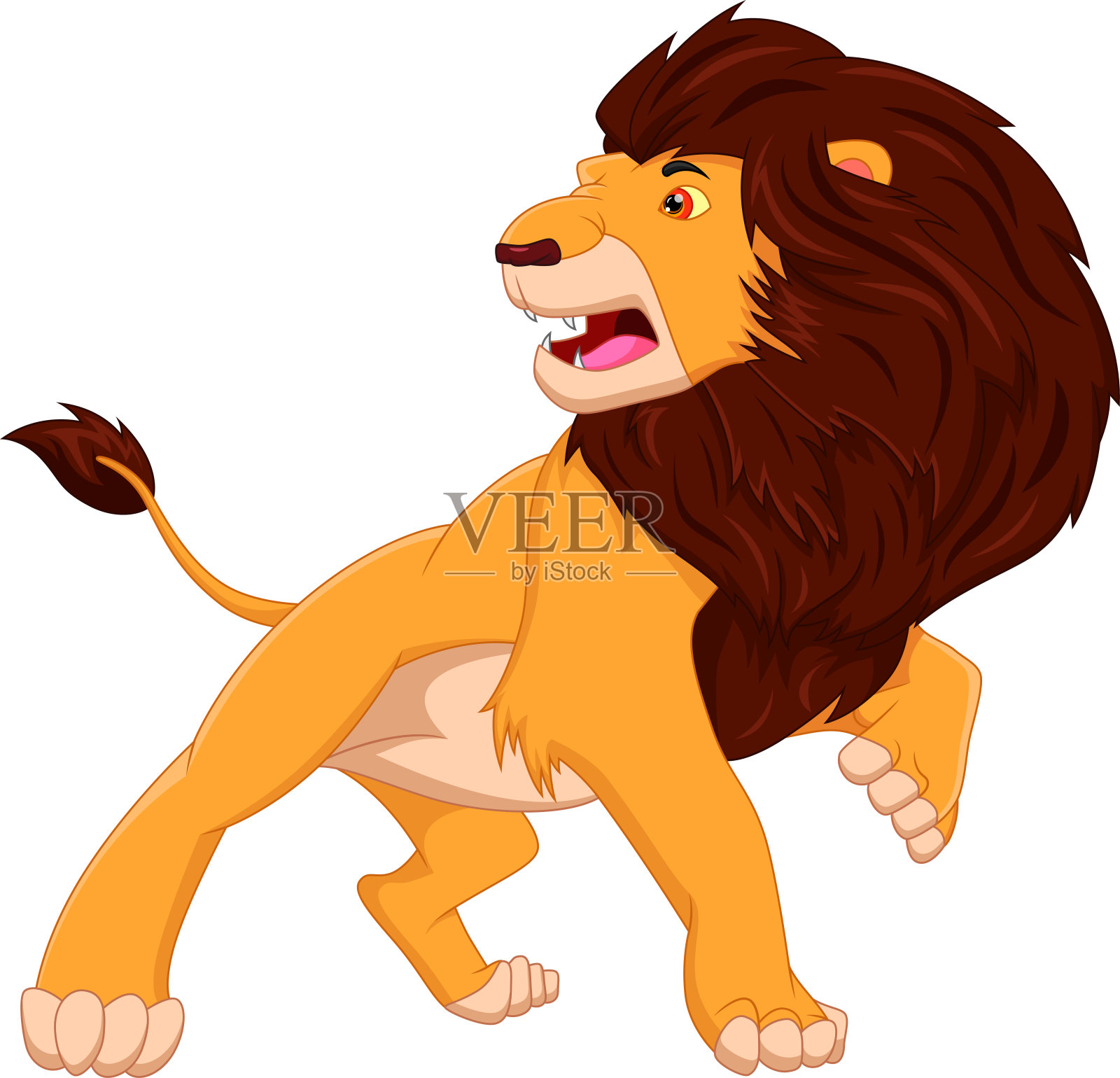 可爱的卡通狮子在白色背景下孤立插画图片素材