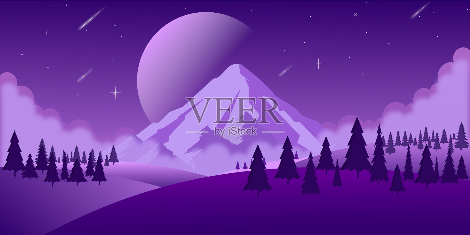 晚上平静的背景插画图片素材