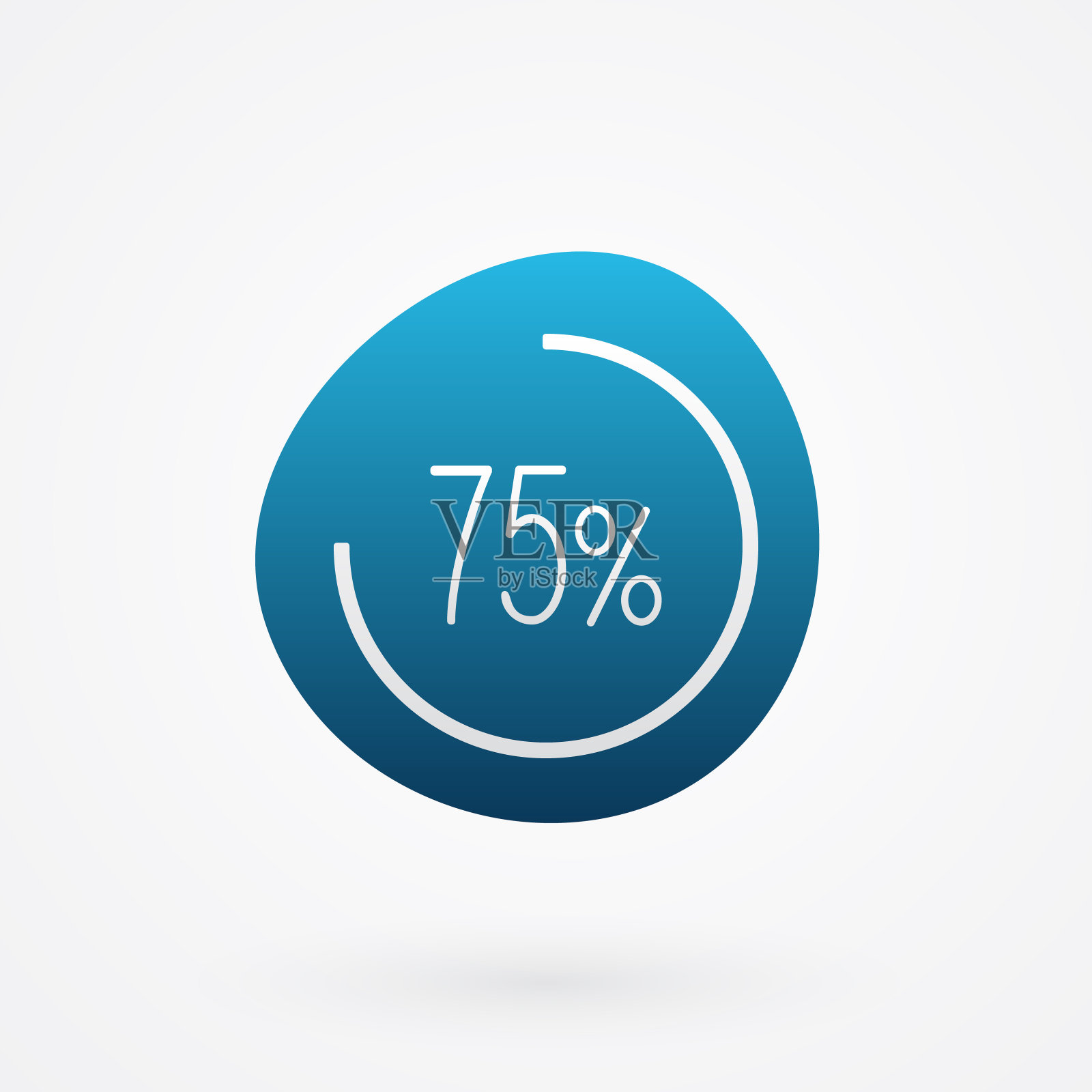 75%孤立饼图。矢量信息图梯度图标。商务、财务、网页设计、下载、进度等插画图片素材