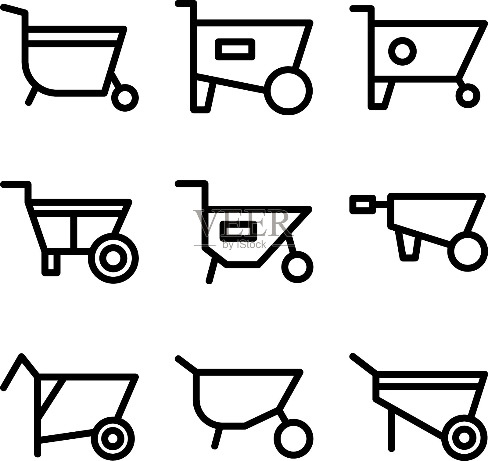 独轮车图标或标志孤立标志符号插画图片素材