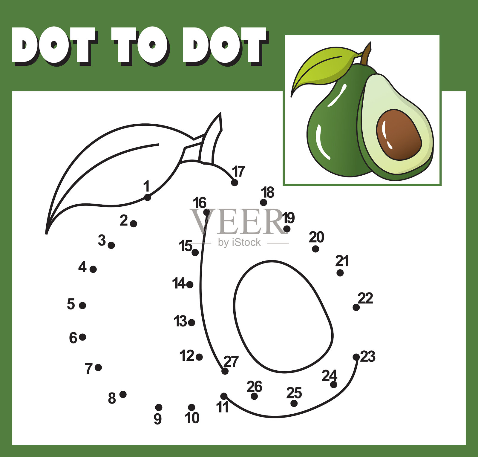 点到点鳄梨儿童益智游戏插画图片素材
