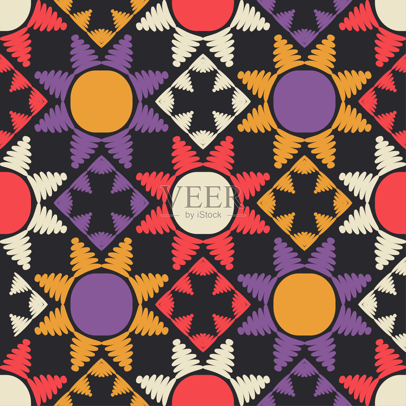 刺绣。镶嵌画由条纹状几何图形组成的马赛克插画图片素材