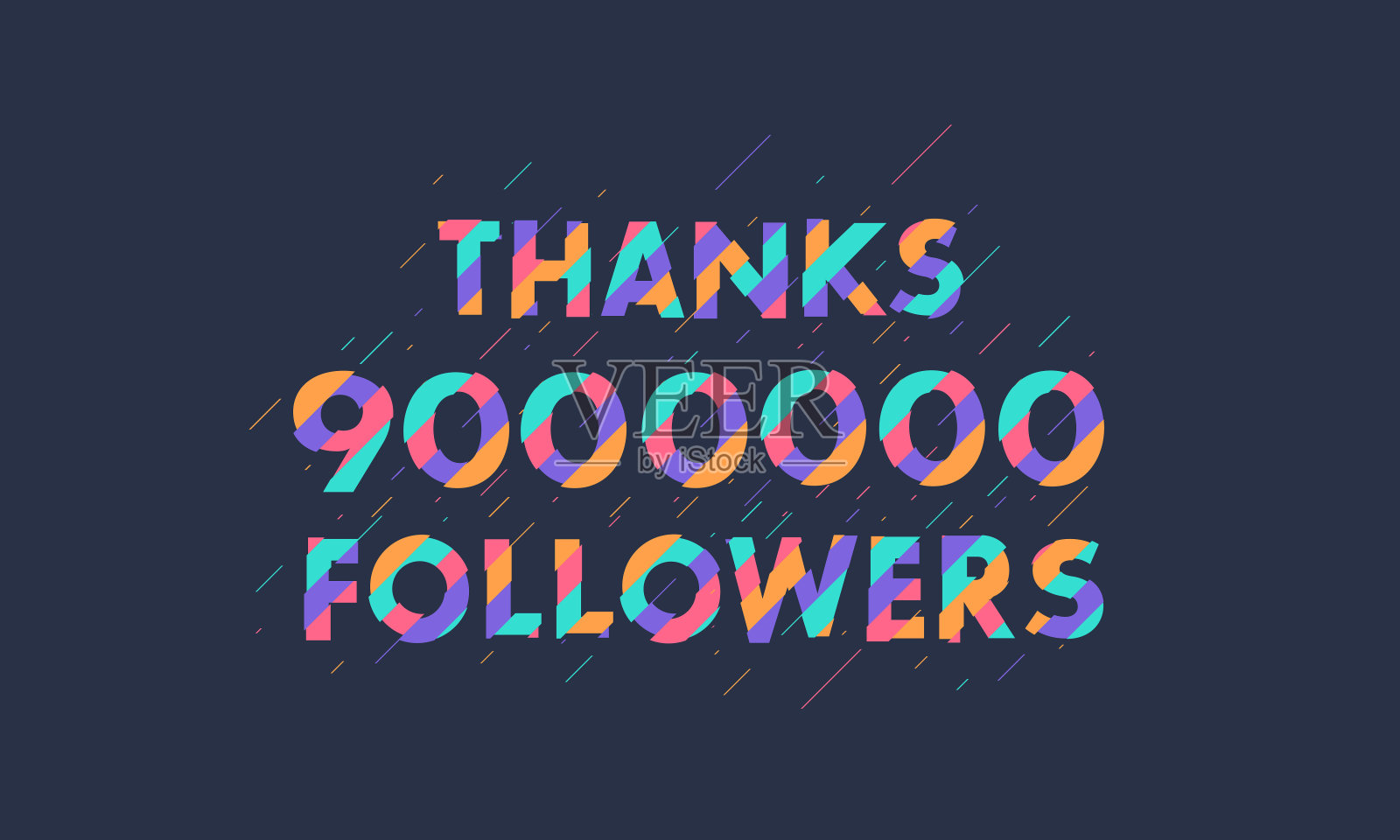 感谢90万粉丝,900万粉丝庆祝现代多彩的设计插画图片素材