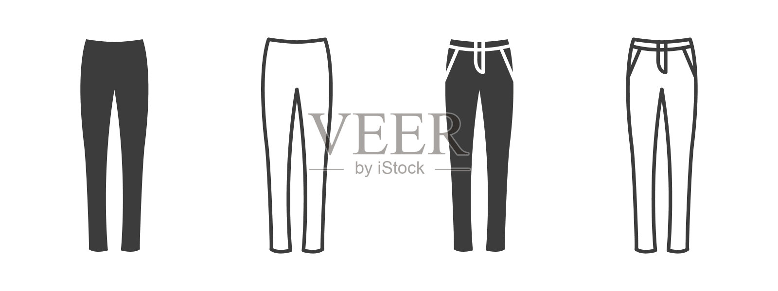 裤子图标。女人的牛仔裤或裤子标志。服装的象征。矢量图插画图片素材