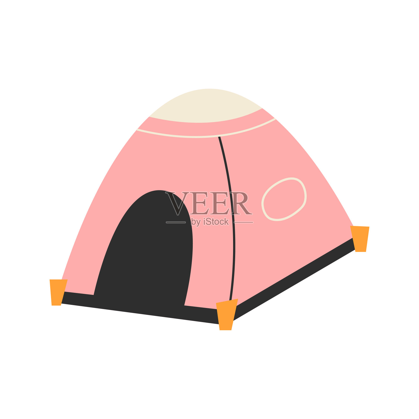 白色背景上唯一的帆布帐篷。矢量图插画图片素材