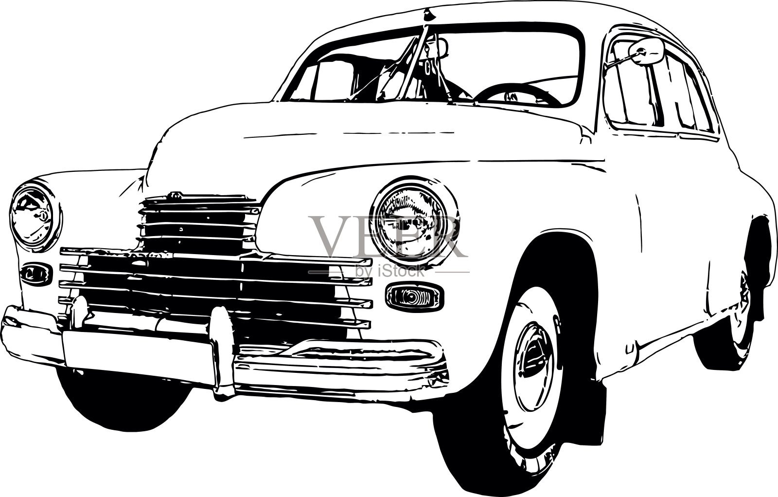 矢量图像的复古汽车在50年代的20世纪设计元素图片