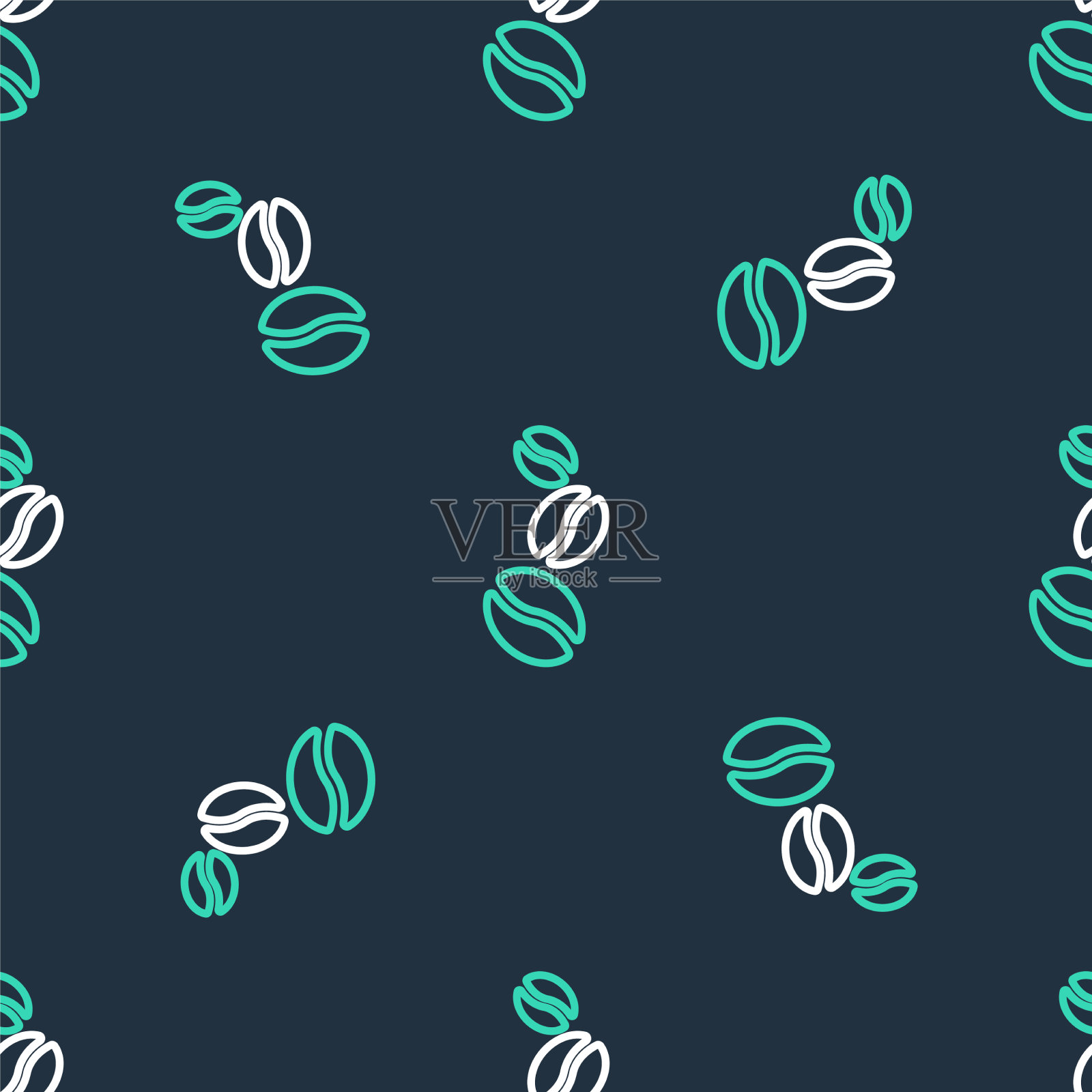 线咖啡豆图标隔离无缝模式插画图片素材