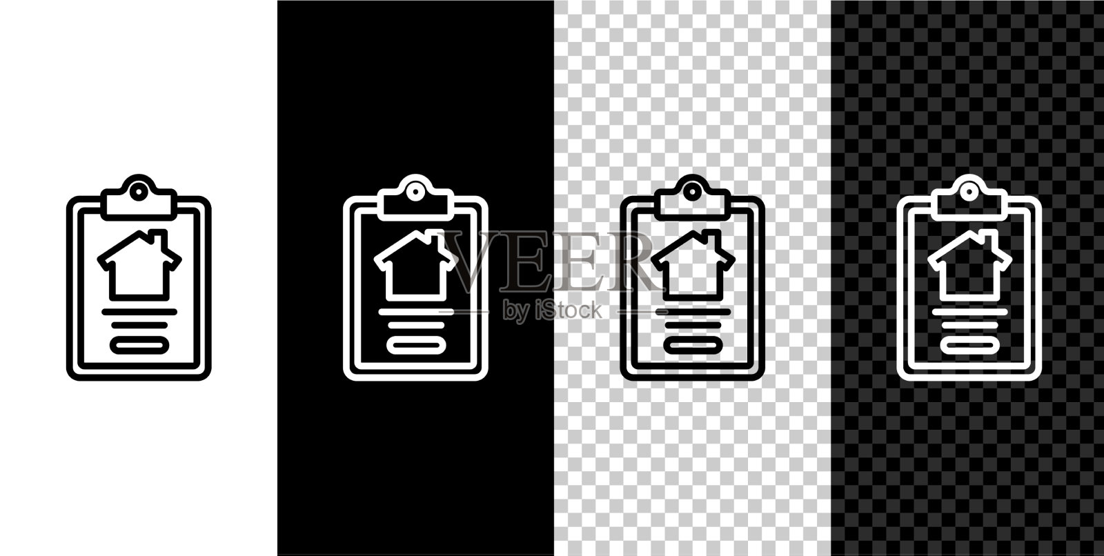 设线房合同图标孤立于黑色和图标素材