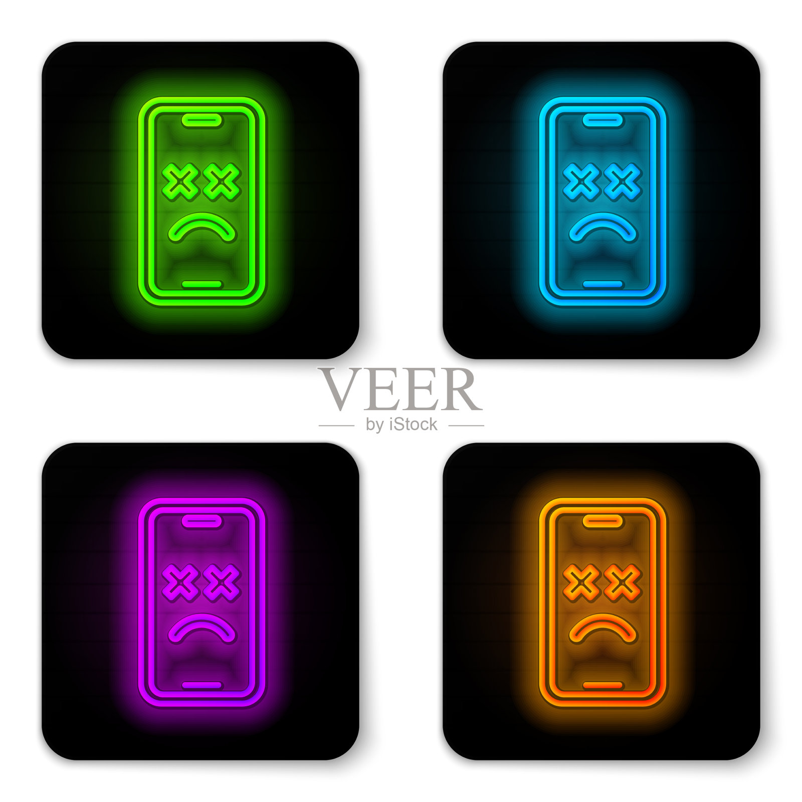 发光的霓虹灯线死手机图标孤立上图标素材