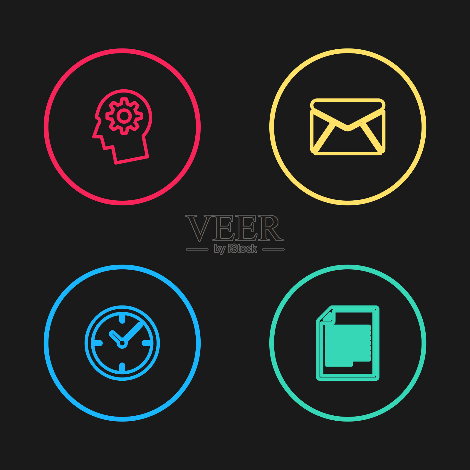 设置行时钟文件信封和人头图标素材