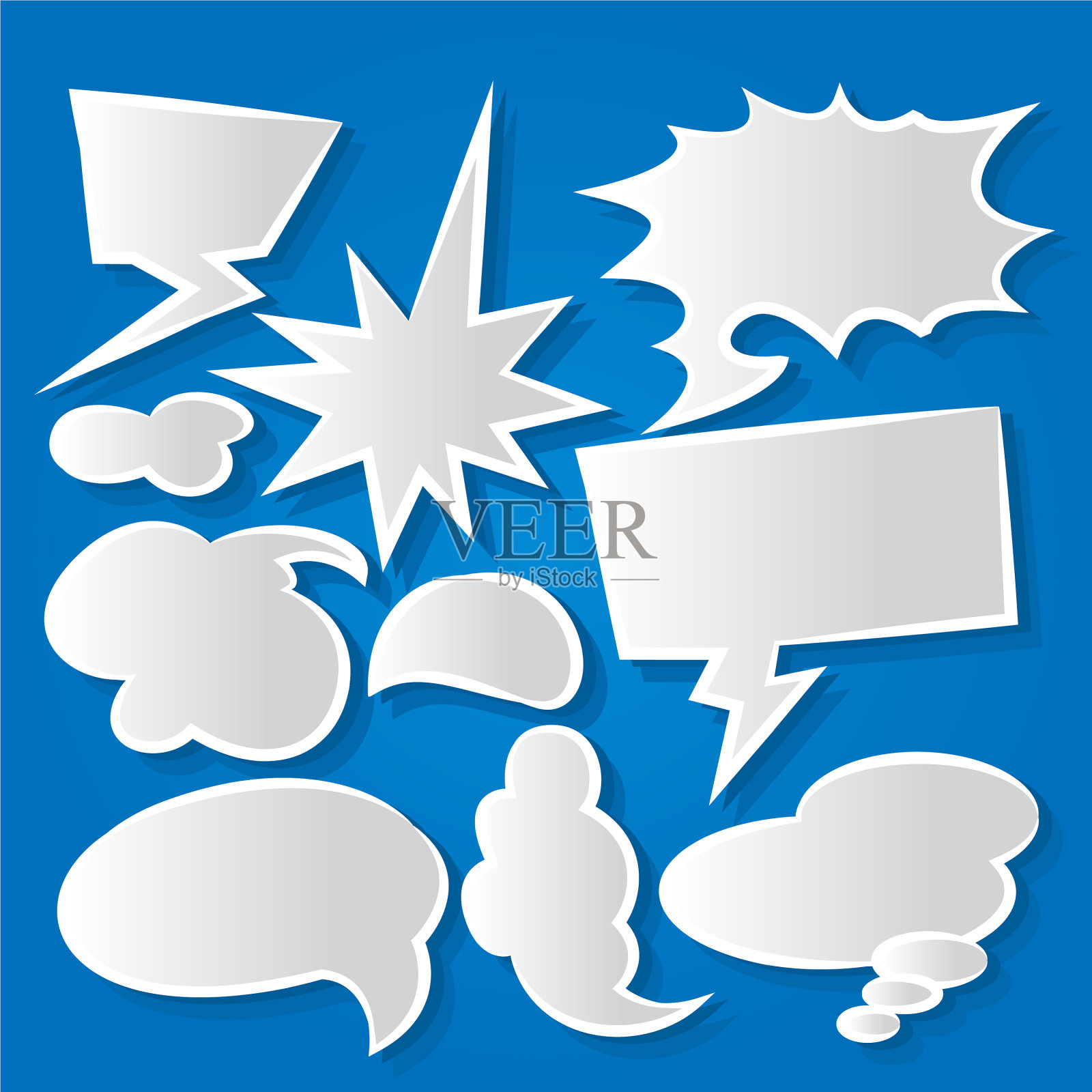 漫画演讲气泡图标收集颜色插画图片素材