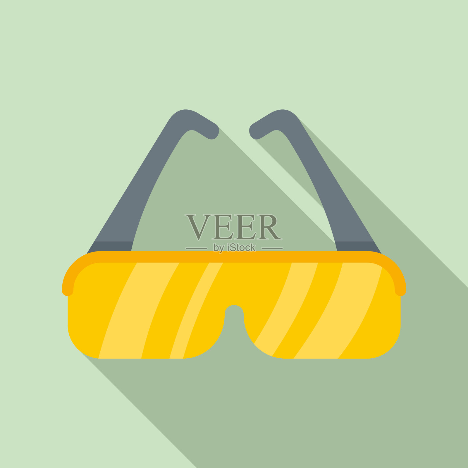 激光脱毛保护眼镜图标平坦插画图片素材