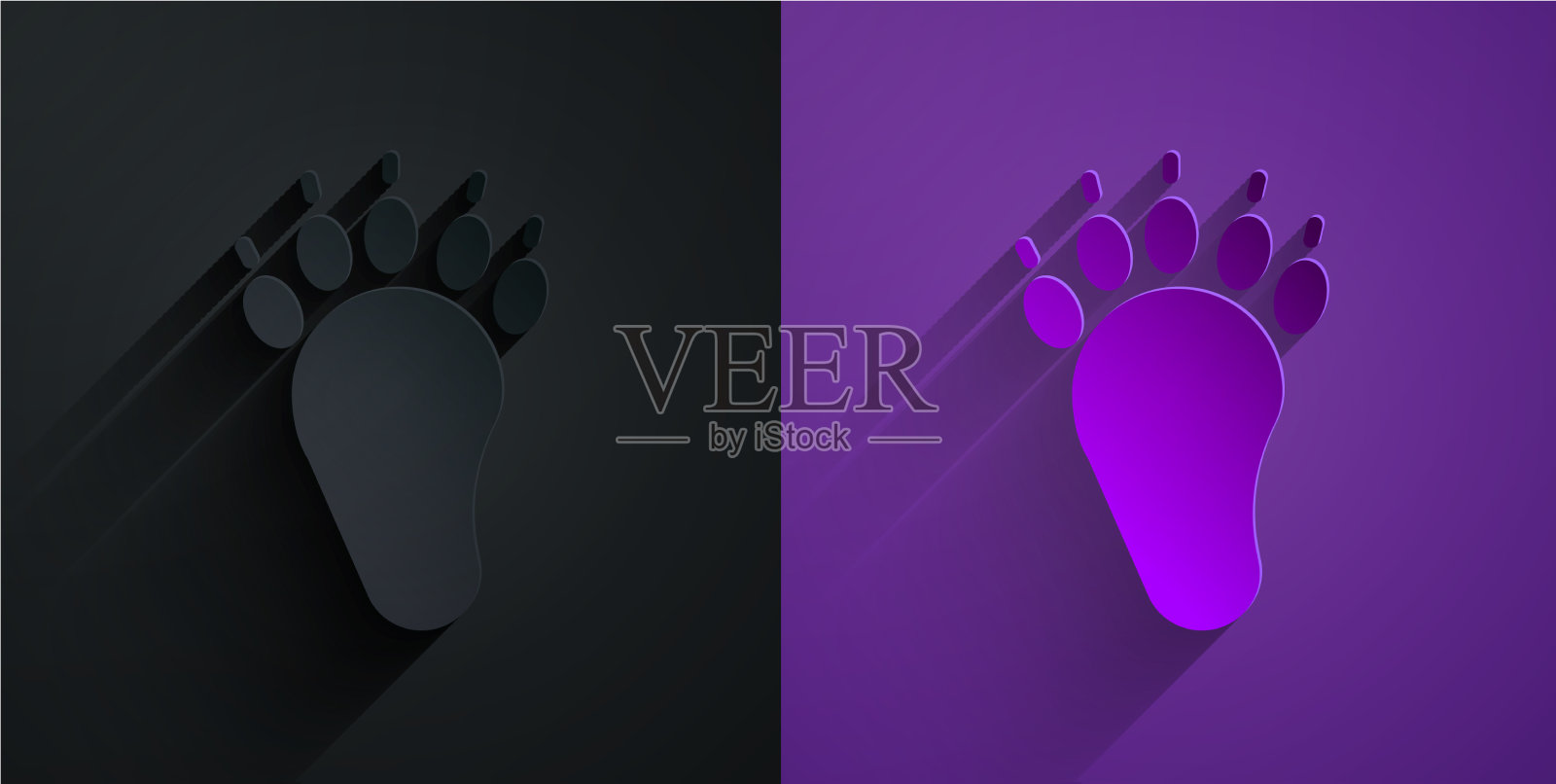 剪纸熊爪印图标孤立上插画图片素材