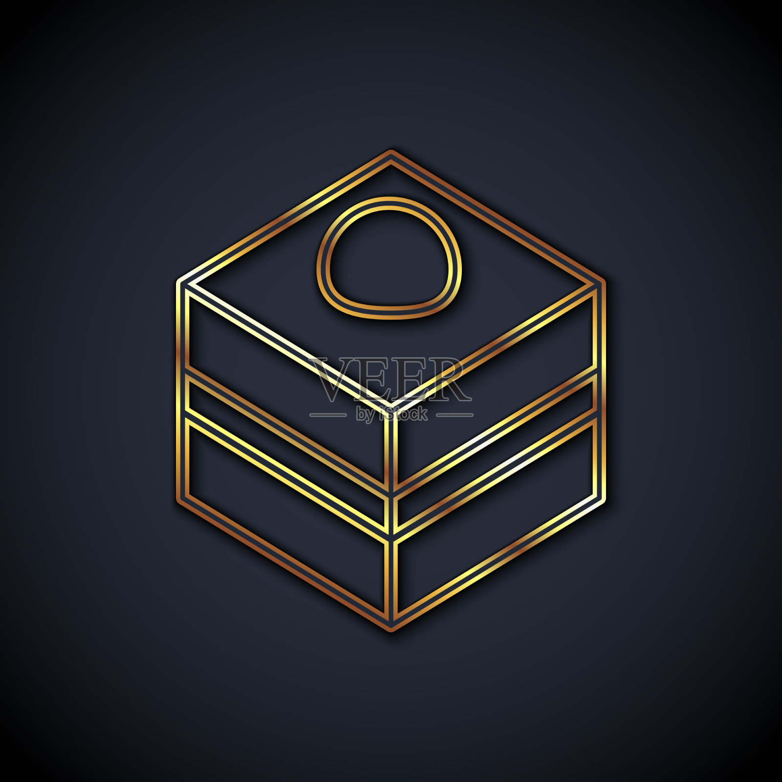 金线布朗尼巧克力蛋糕图标隔离上图标素材