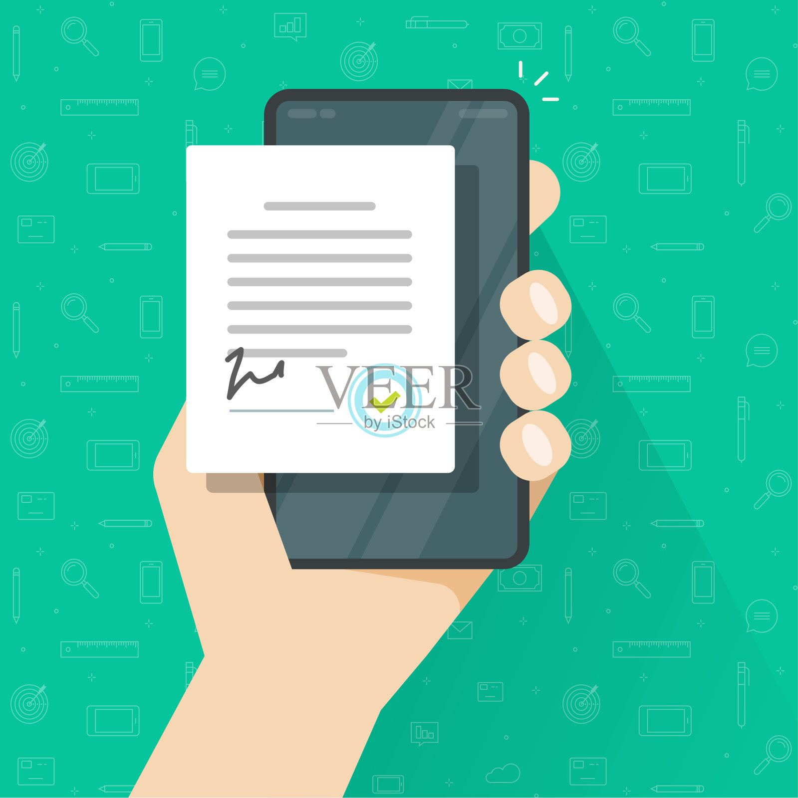 人签署移动数字协议形式在线插画图片素材