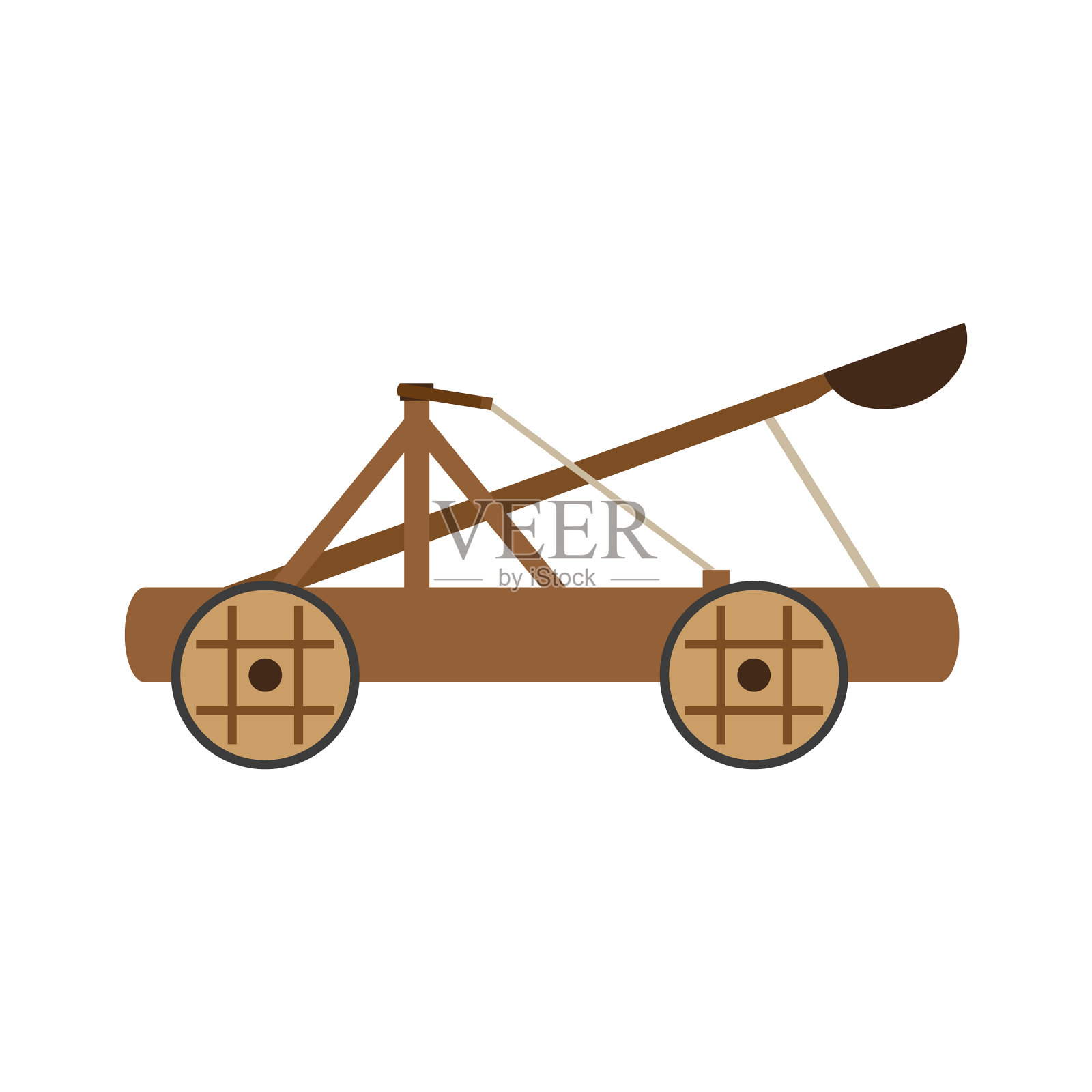 战争弹弓武器,古老的木制孤立图标插画图片素材