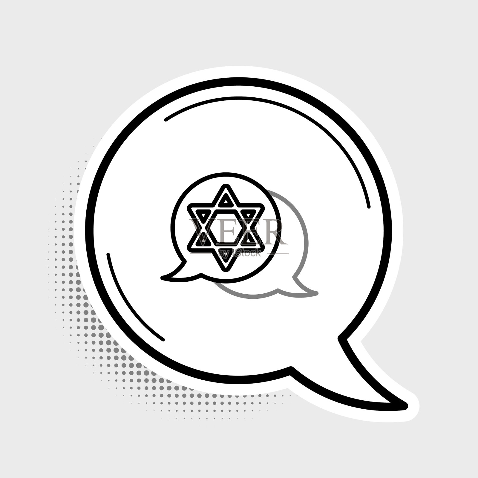 线星大卫图标孤立在灰色插画图片素材