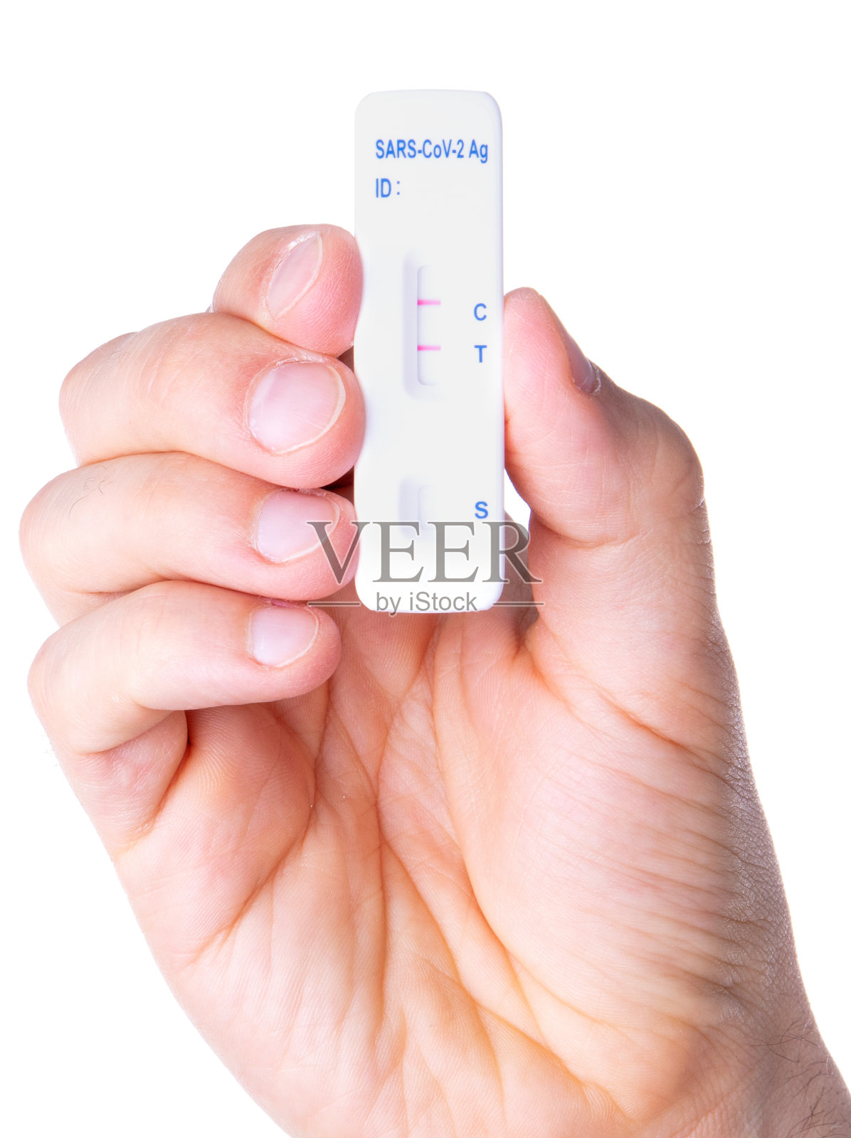 covid-19快速试纸条白分离检测呈阳性照片摄影图片