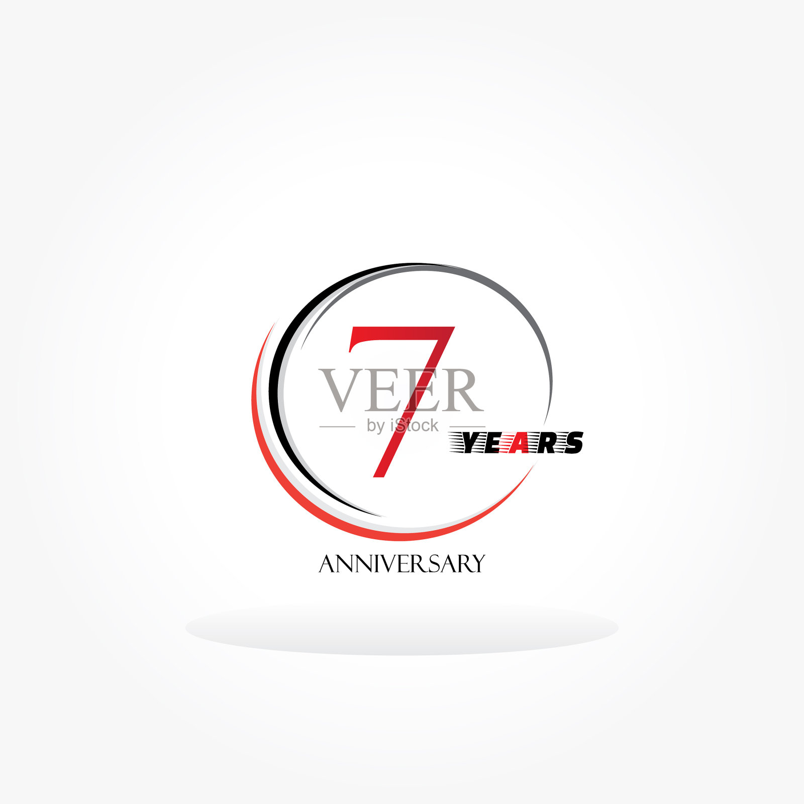 年周年链接标志与红色插画图片素材