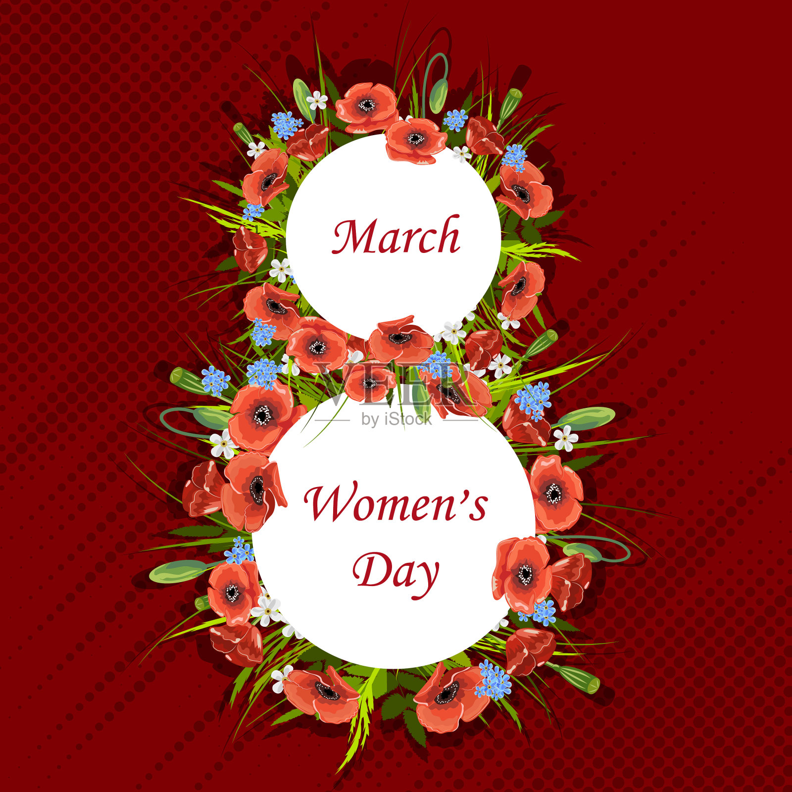 妇女节贺卡与美丽的鲜花插画图片素材